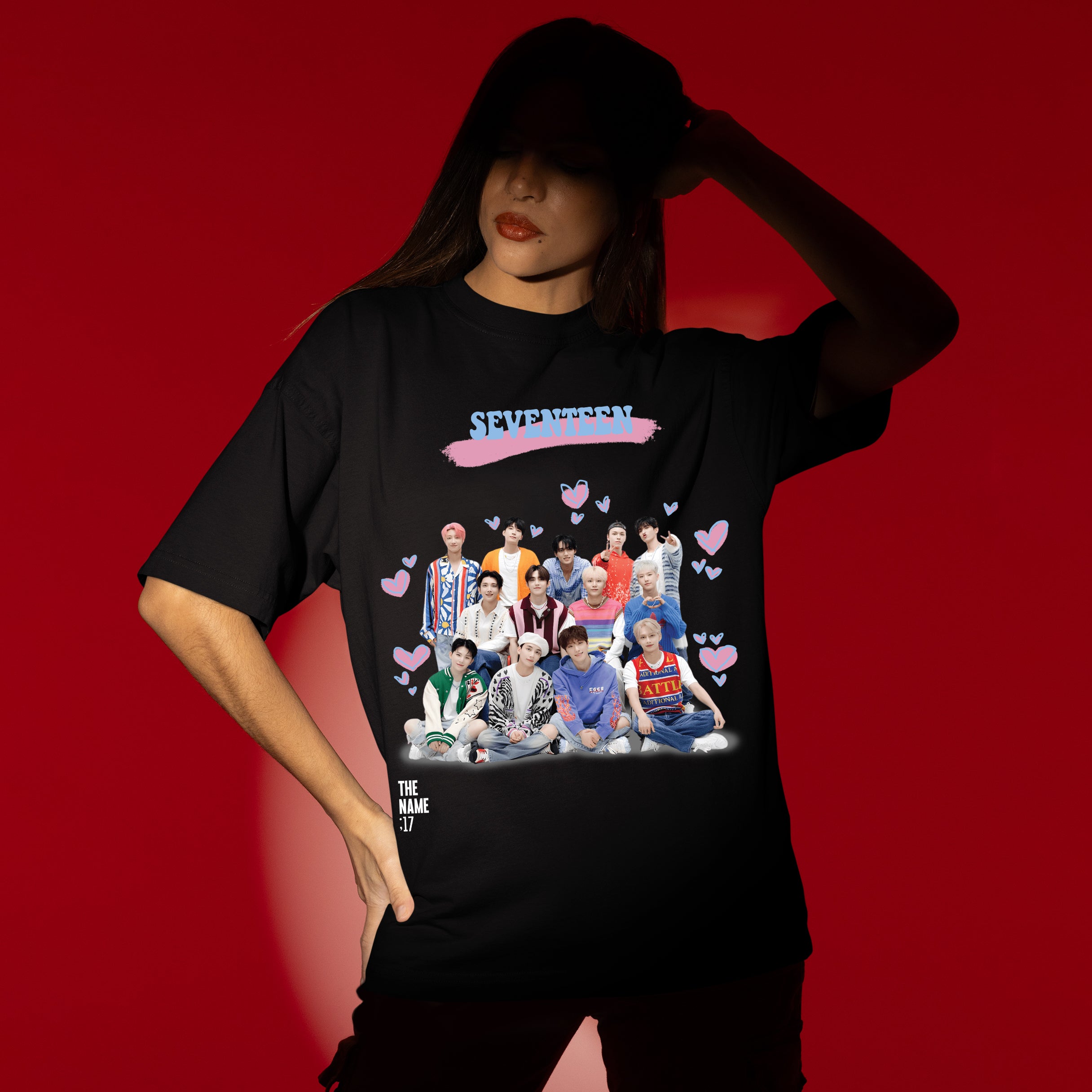 SEVENTEEN Graphic Kpop T-Shirt - Women view, Y2K kpop concert tee