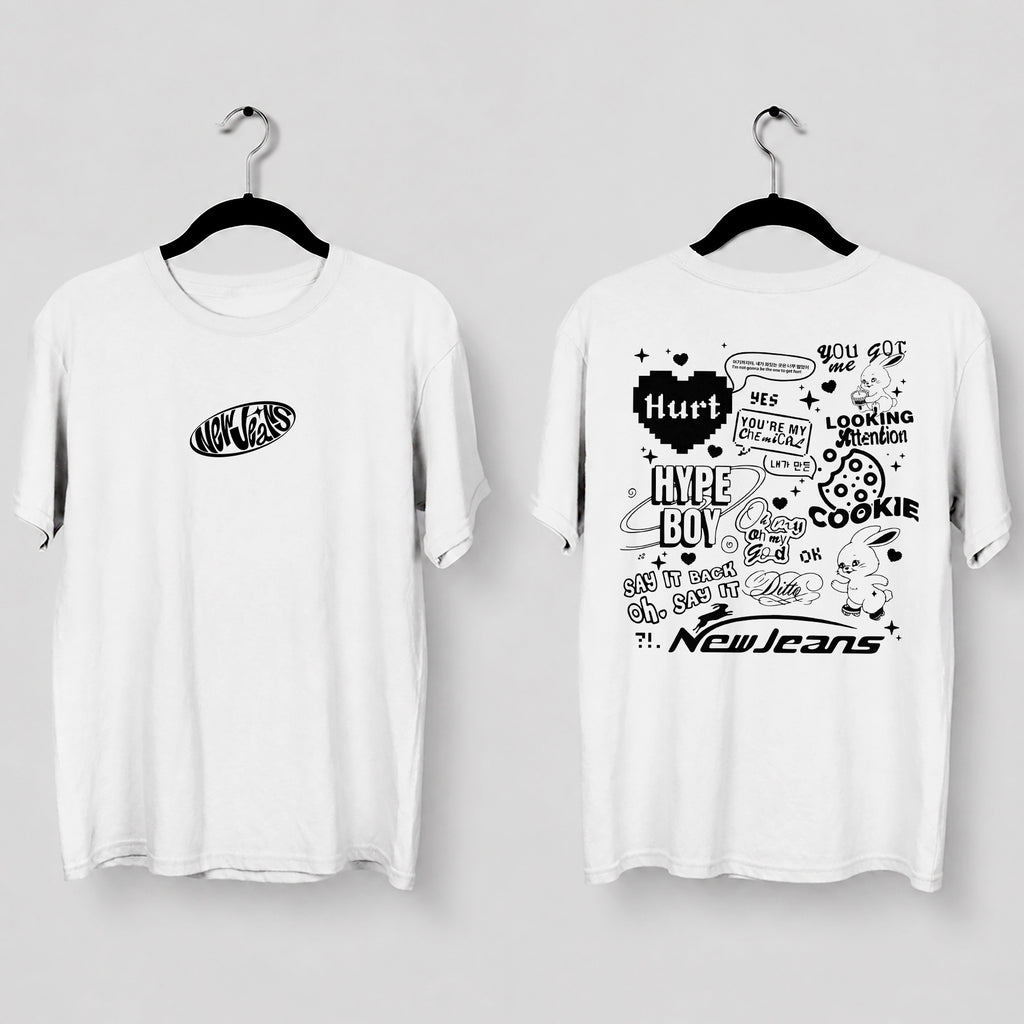 NewJeans Tracklist T-Shirt - Main view, Y2K kpop concert tee