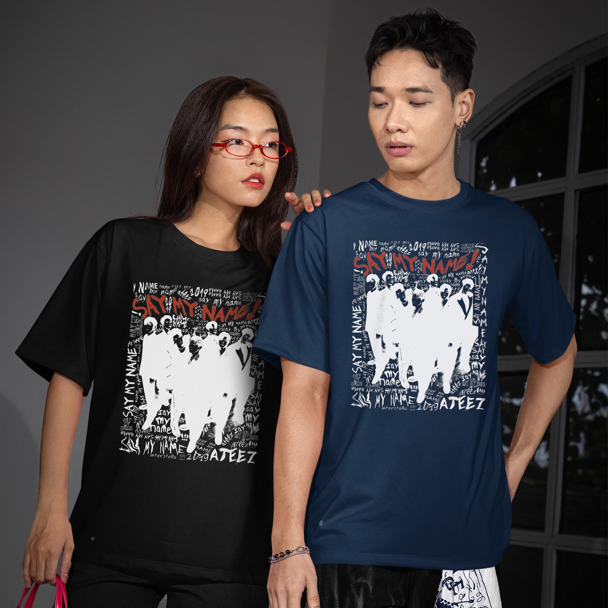 ATEEZ Say My Name T-Shirt - Couple view, Y2K kpop concert tee
