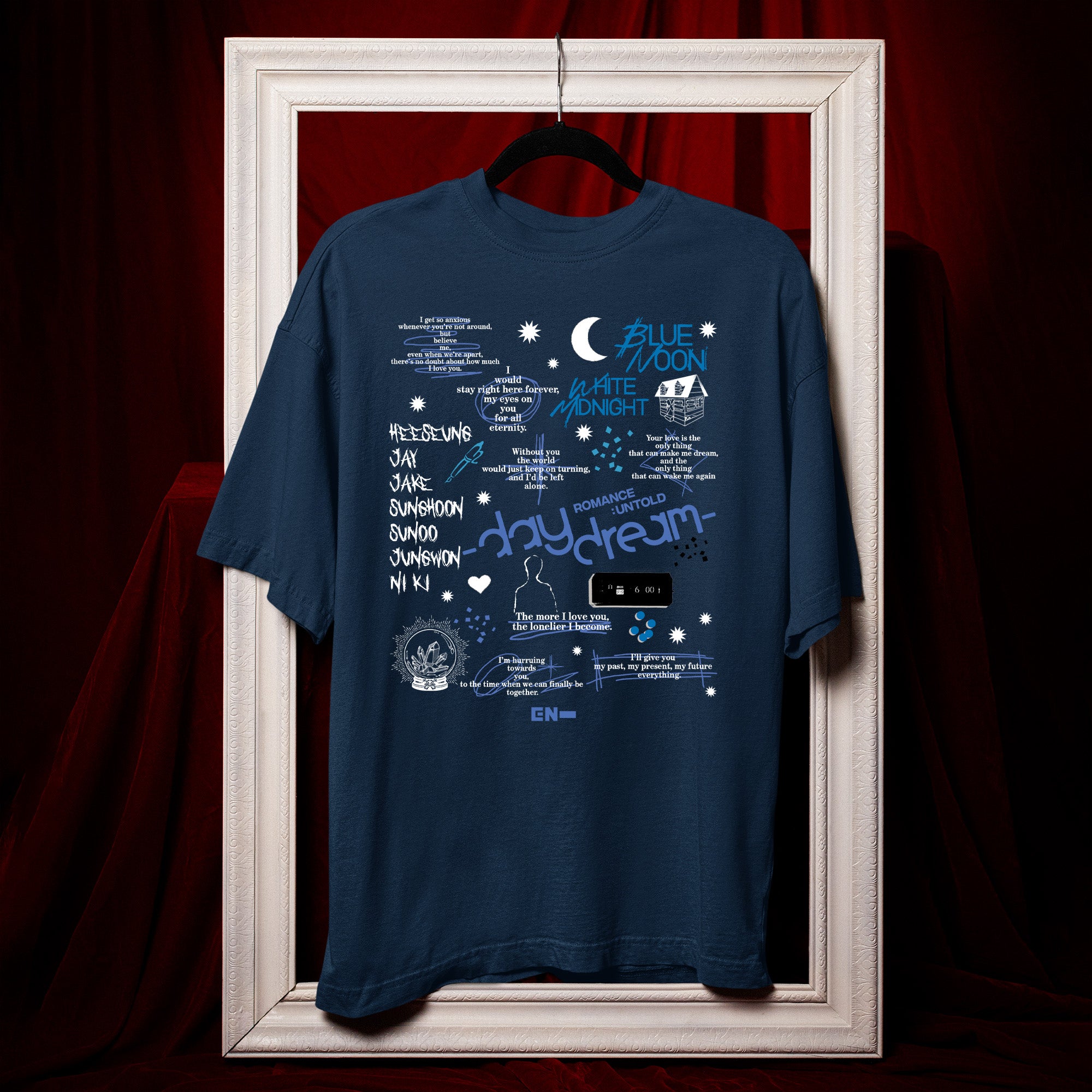 ENHYPEN Day Dream T-Shirt - Hang view, Y2K kpop concert tee