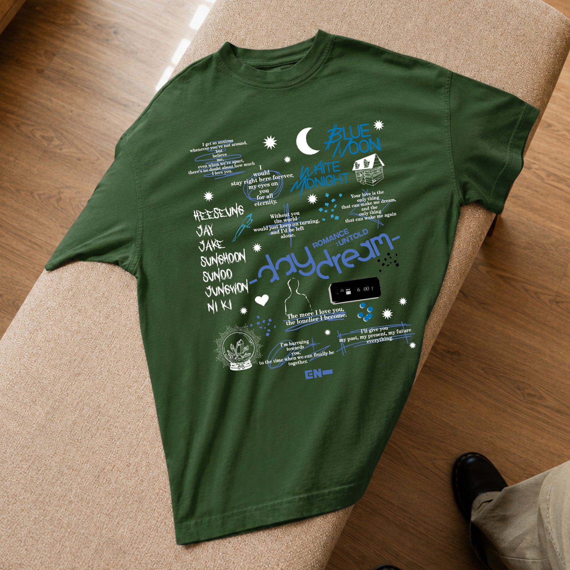 ENHYPEN Day Dream T-Shirt - Spread view, Y2K kpop concert tee