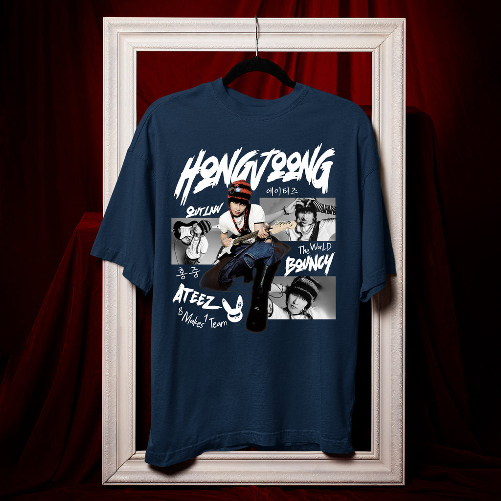 ATEEZ Graphic Hongjoong Member T-Shirt - Hang view, Y2K kpop concert tee