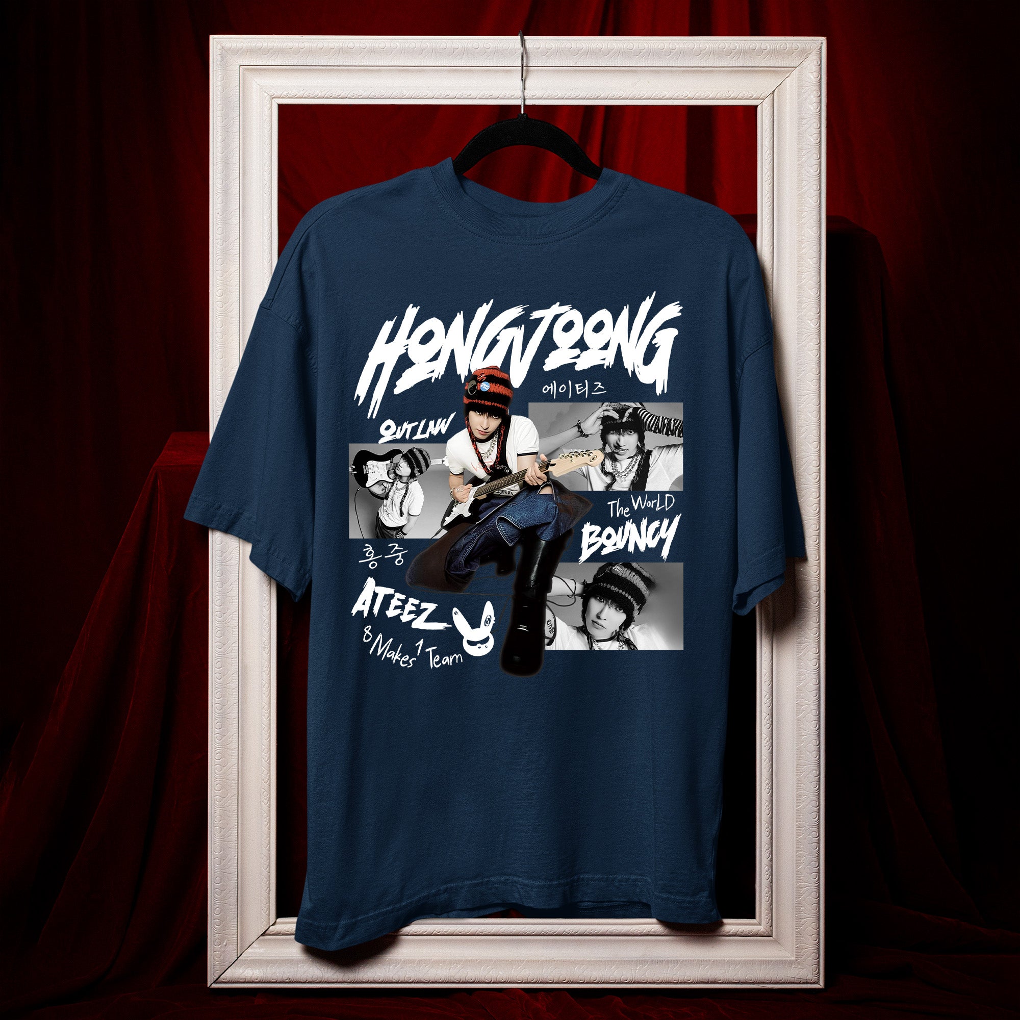 ATEEZ Graphic Hongjoong Member T-Shirt - Hang view, Y2K kpop concert tee