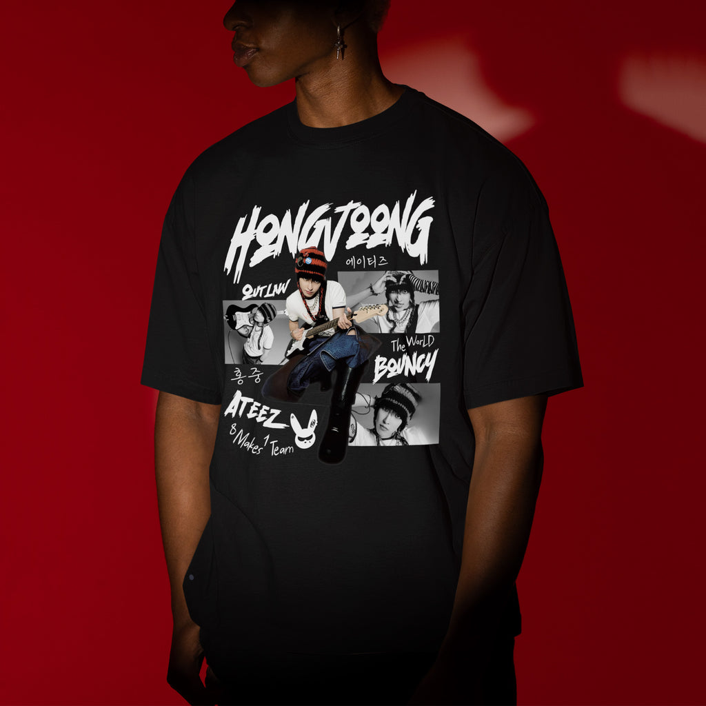 ATEEZ Graphic Hongjoong Member T-Shirt - Men view, Y2K kpop concert tee