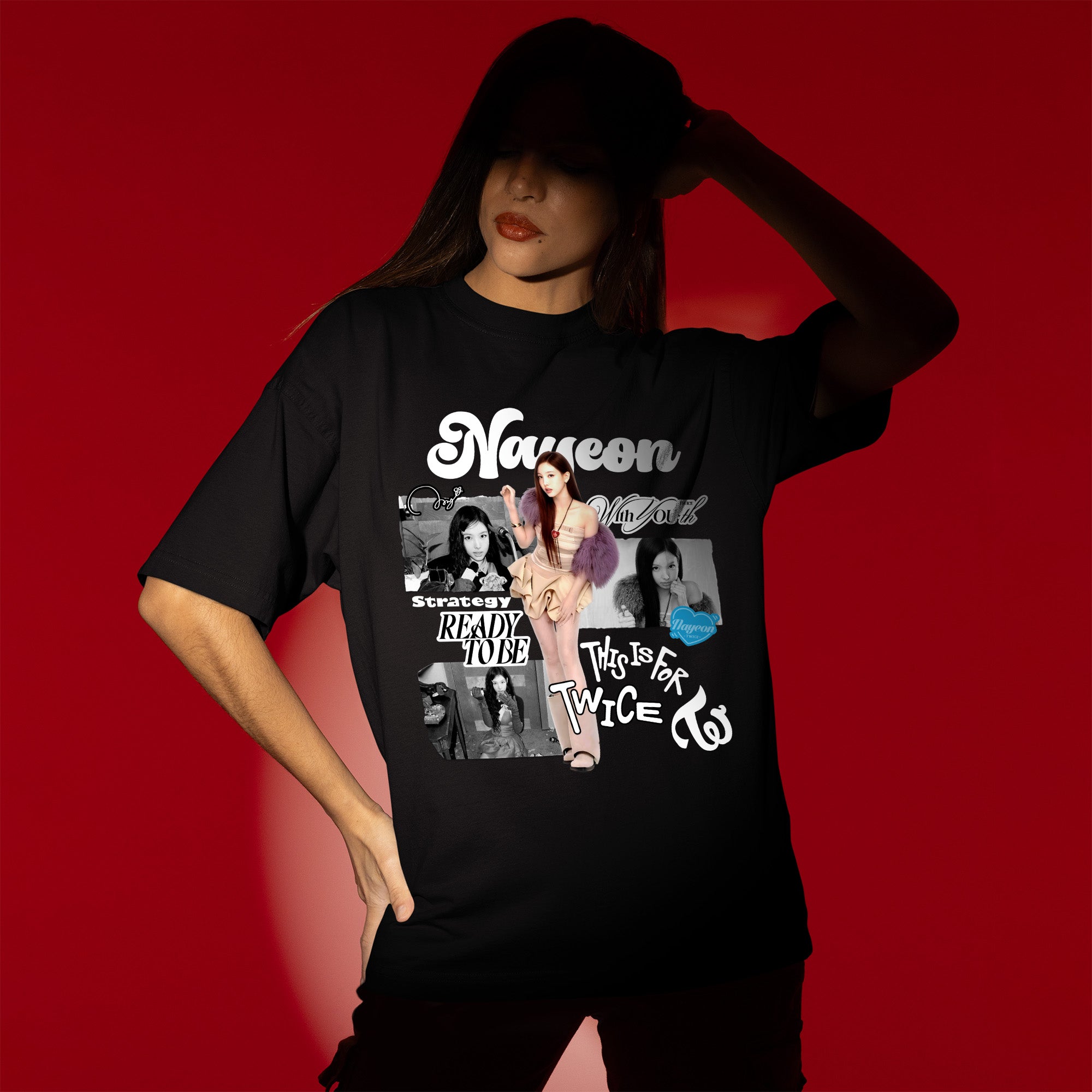TWICE Graphic Nayeon T-Shirt - Women view, Y2K kpop concert tee