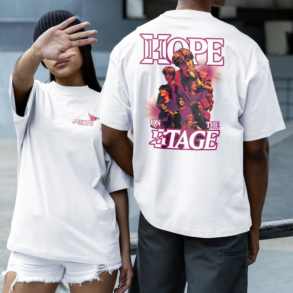BTS J-Hope Hope On The Stage With Butterfly T-Shirt - Couple 2 view, Y2K kpop concert tee