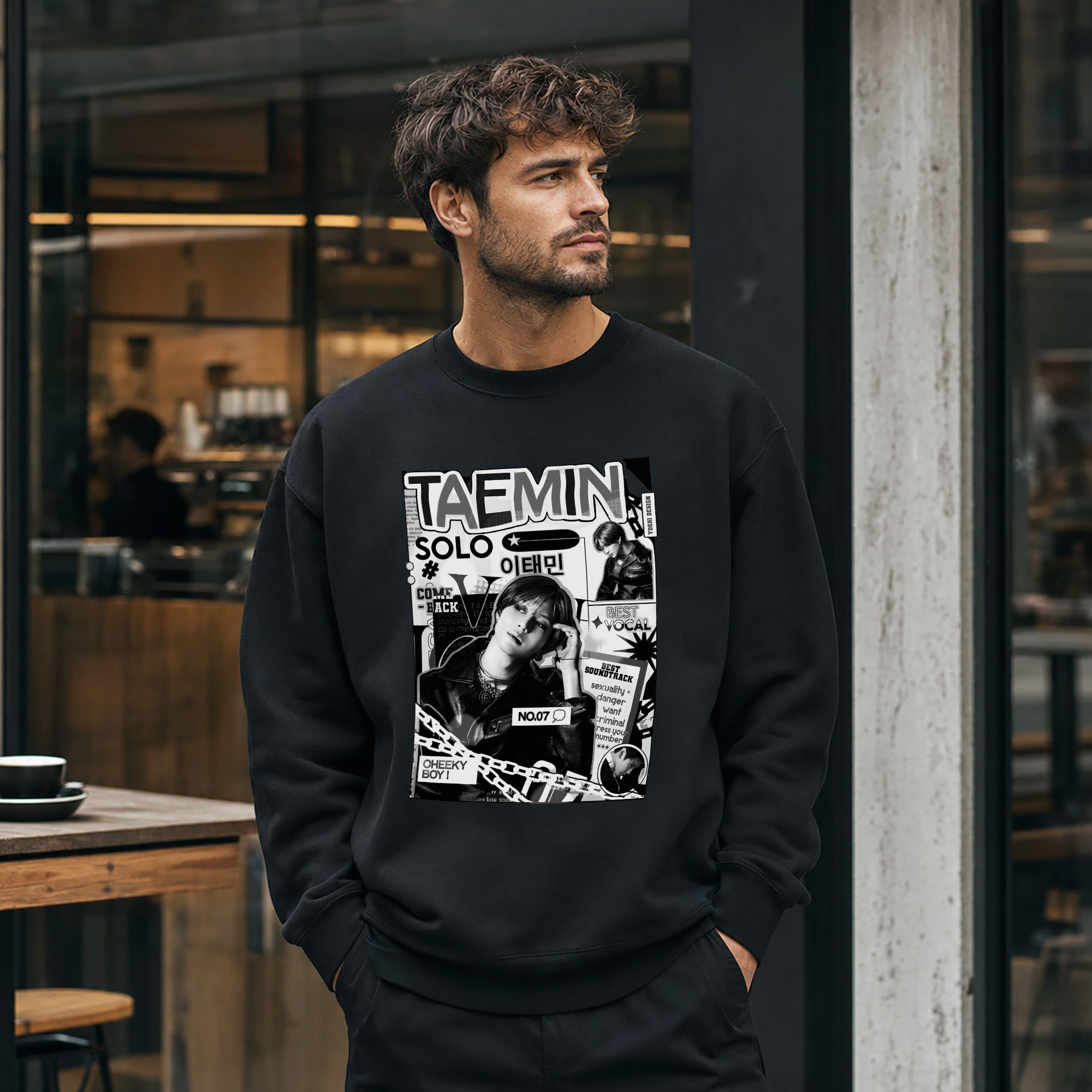 Taemin Retro Solo Tour Sweatshirt - Men view, Y2K kpop concert sweatshirt