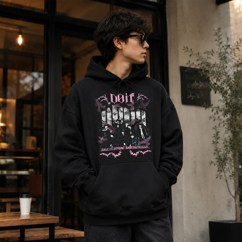 Stray Kids IT TAPE 'DO IT' Hoodie - Men view, Y2K kpop concert hoodie