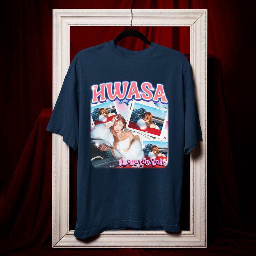 Hwasa Retro Glam T-Shirt - Hang view, Y2K kpop concert tee
