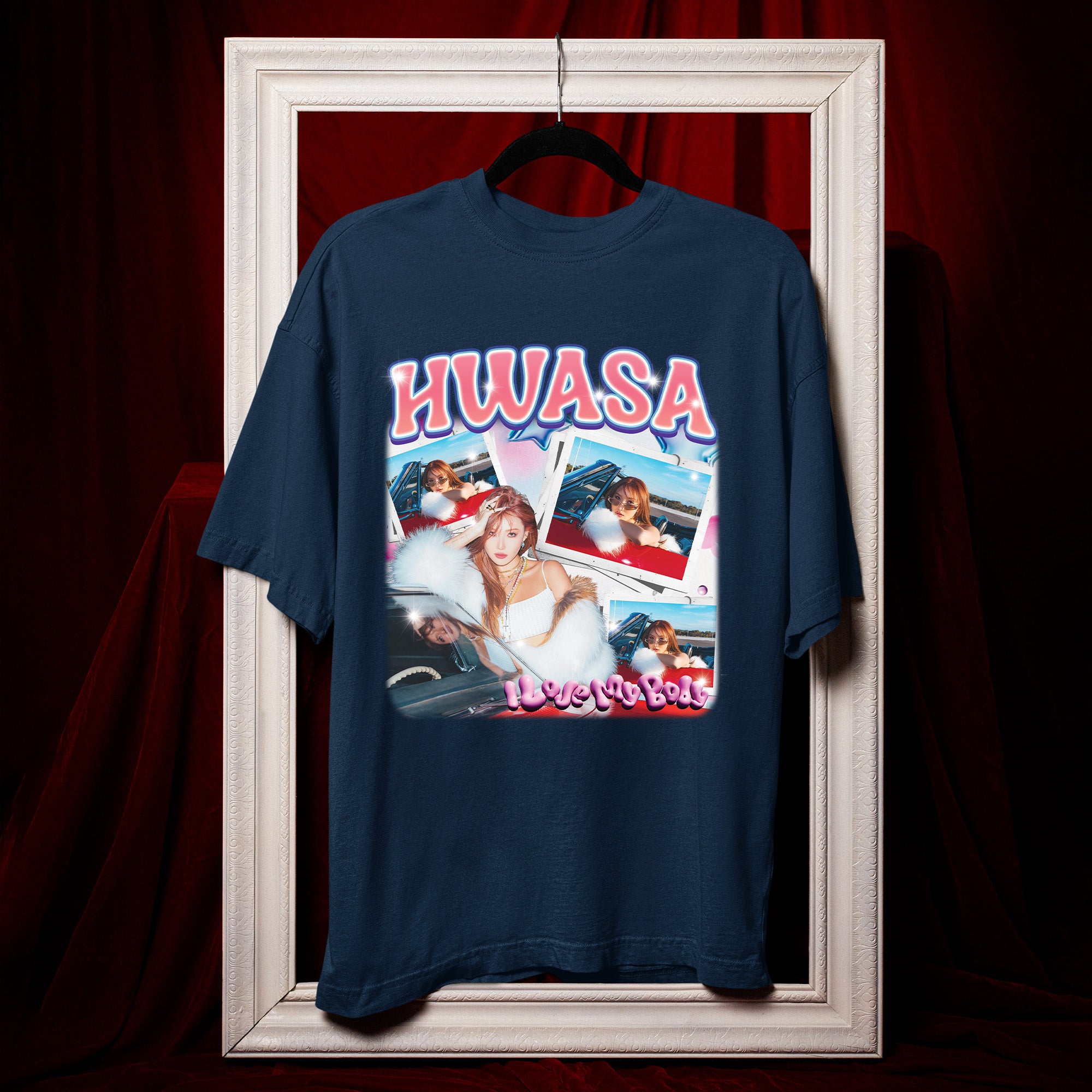 Hwasa Retro Glam T-Shirt - Hang view, Y2K kpop concert tee