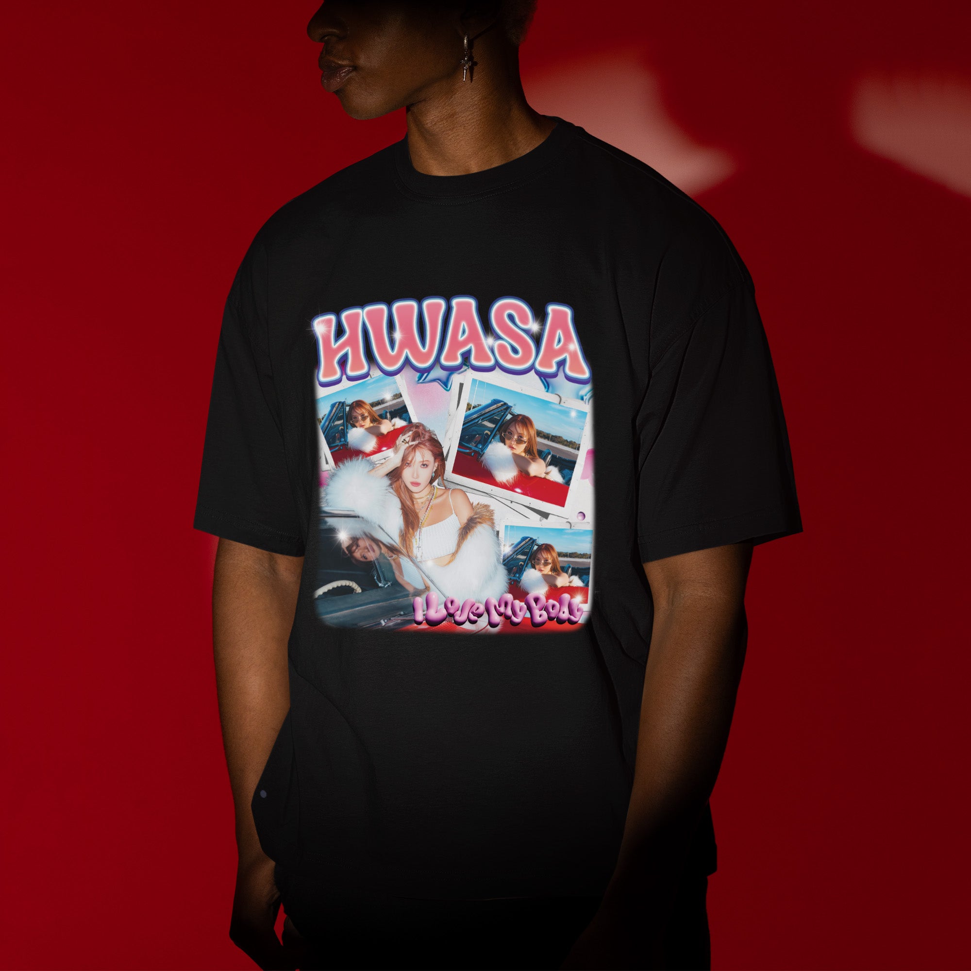 Hwasa Retro Glam T-Shirt - Men view, Y2K kpop concert tee