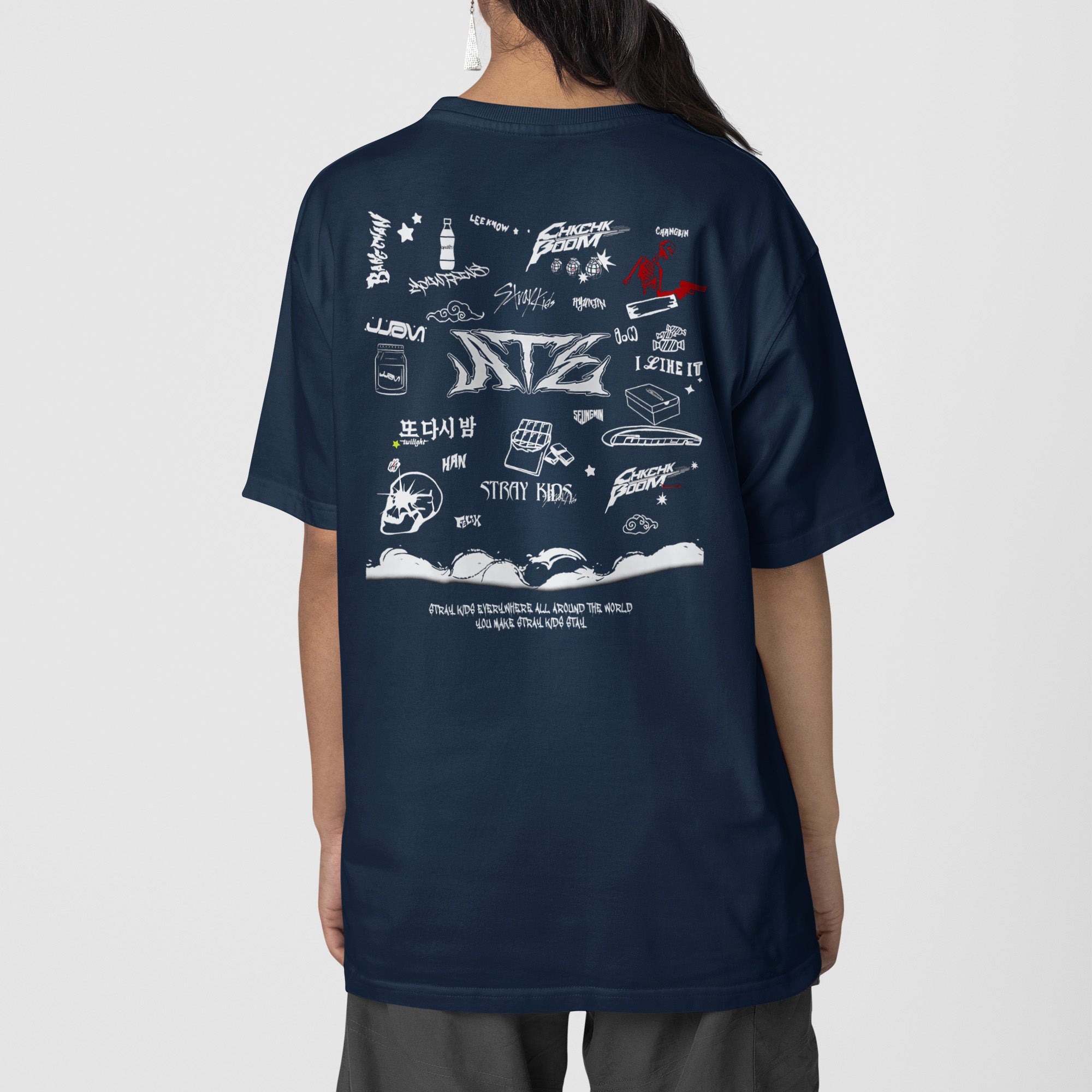 Stray Kids ATE Tracklist T-Shirt - Back view, Y2K kpop concert tee