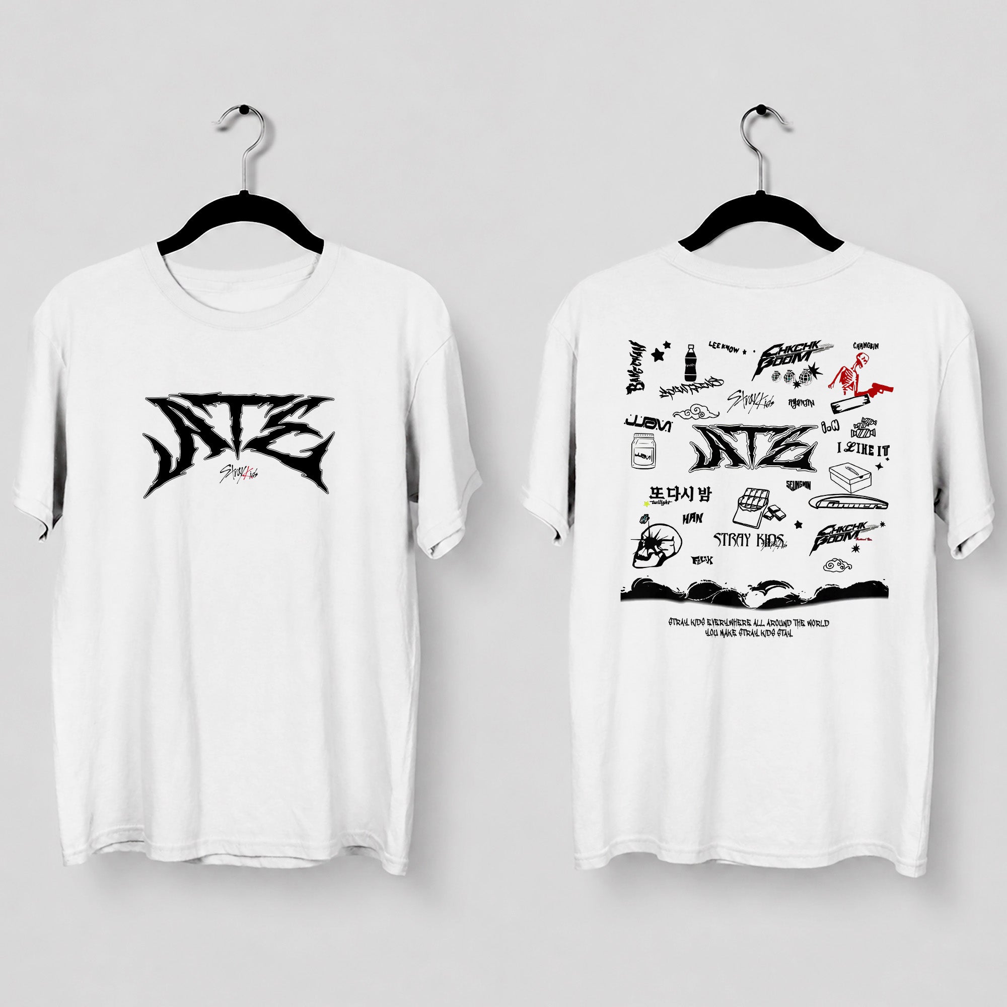 Stray Kids ATE Tracklist T-Shirt - Main view, Y2K kpop concert tee
