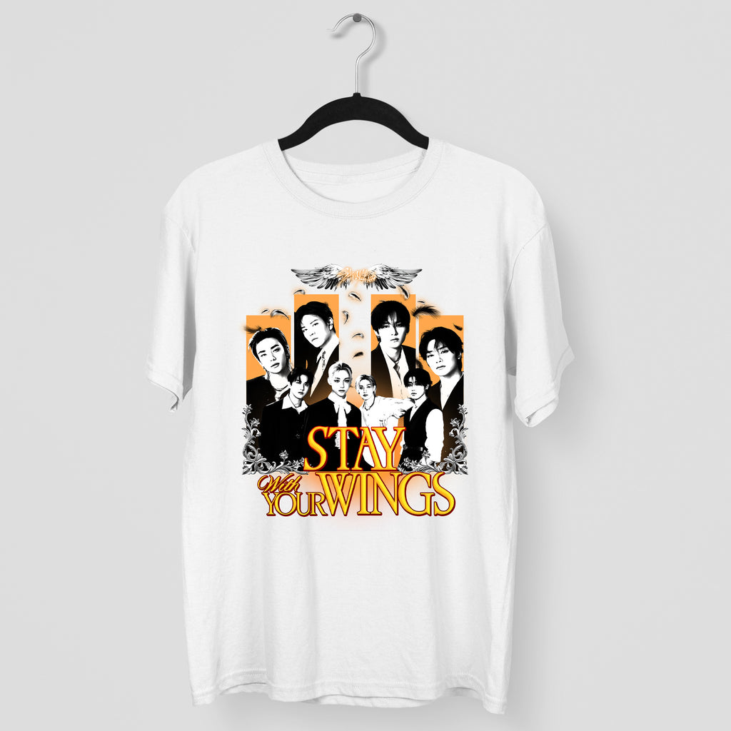 Stray Kids Stay With Your Wings Graphic T-Shirt - Main view, Y2K kpop concert tee