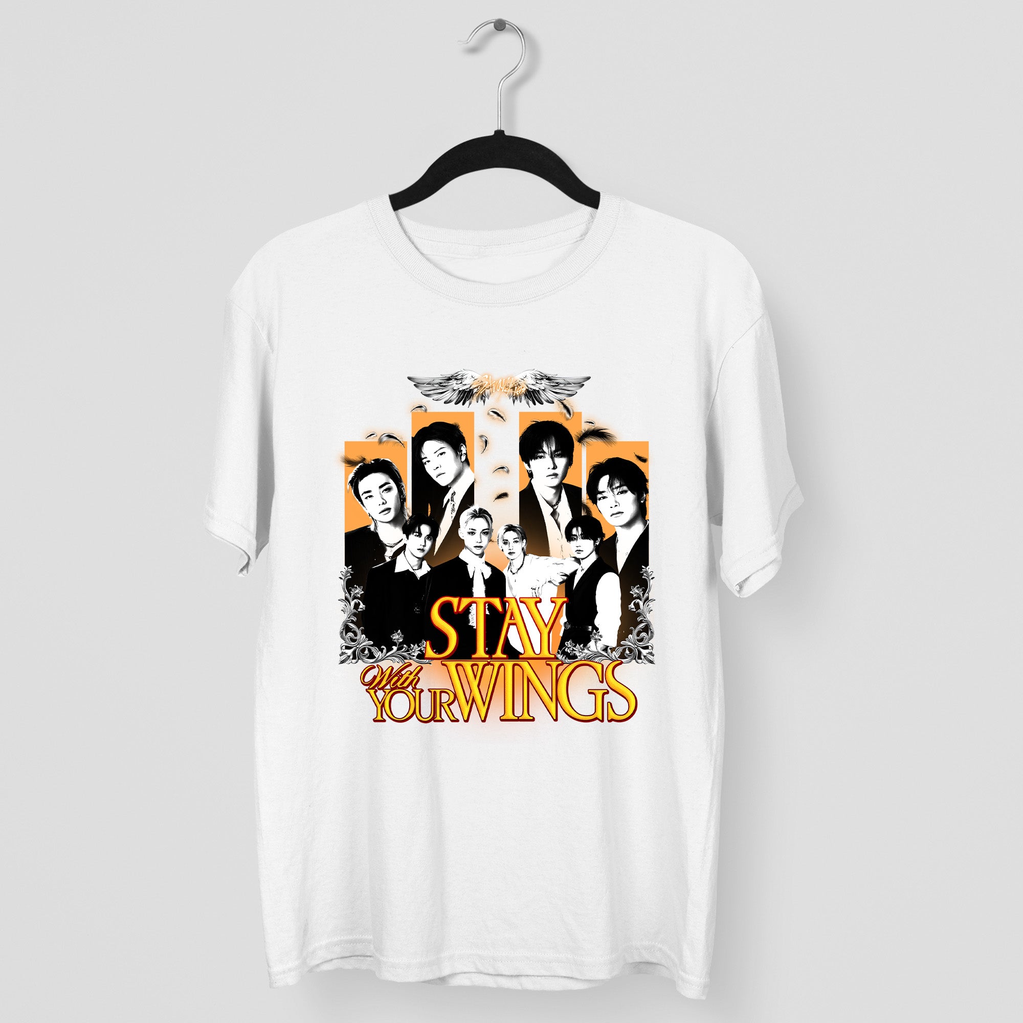Stray Kids Stay With Your Wings Graphic T-Shirt - Main view, Y2K kpop concert tee