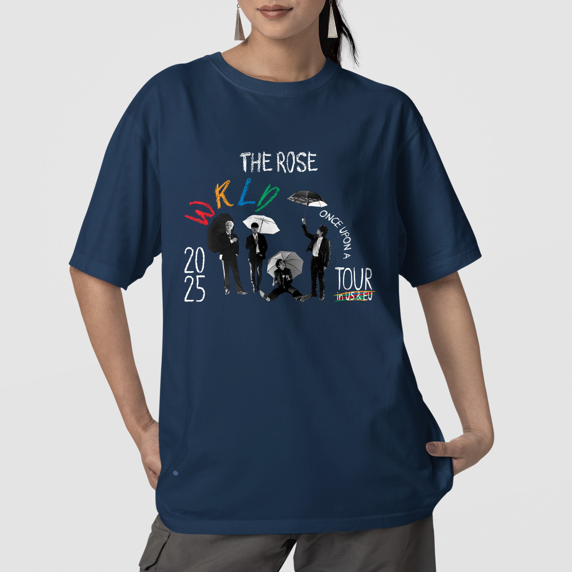 The Rose Once Upon A WRLD Tour T-Shirt - Front view, Y2K kpop concert tee