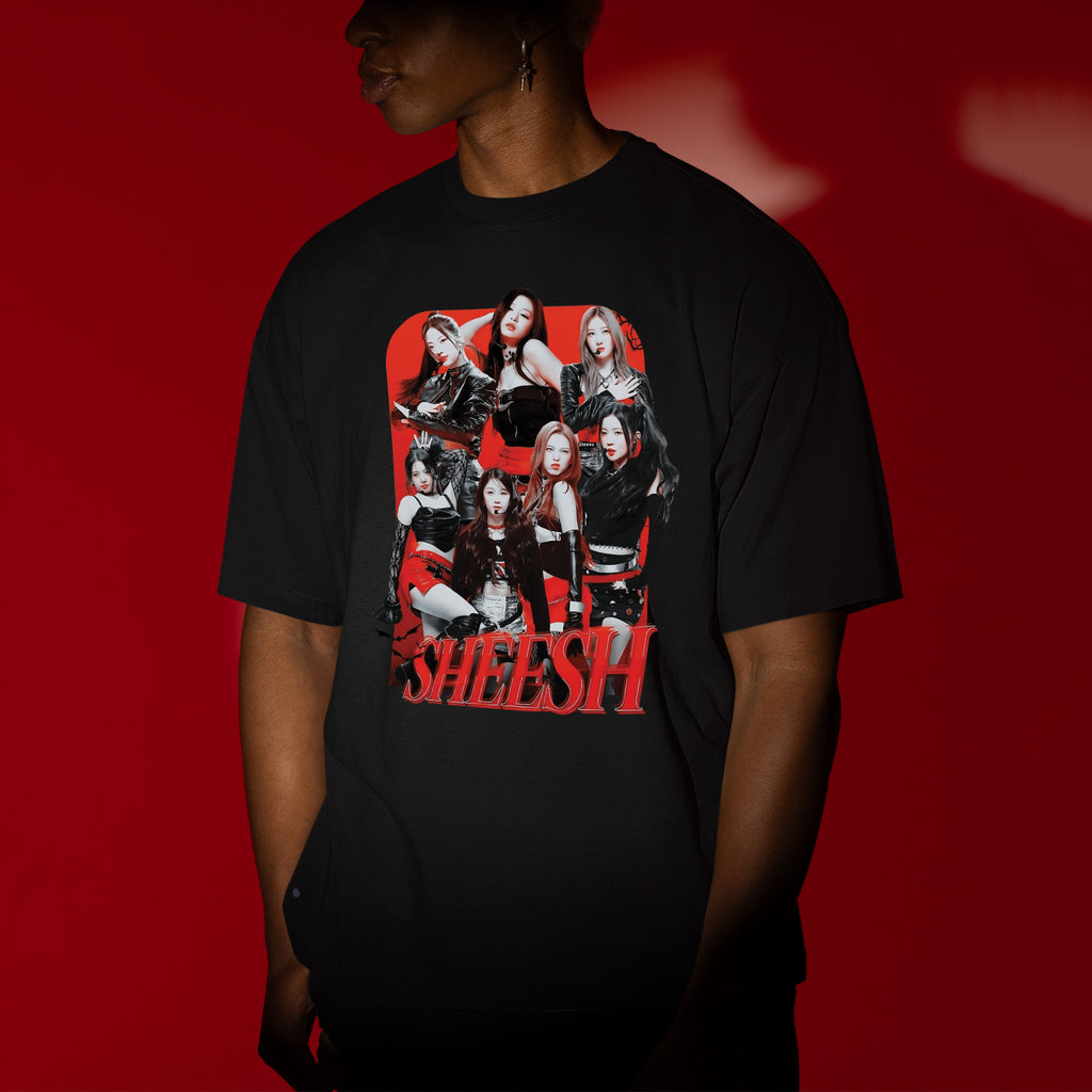 BABYMONSTER Sheesh Inspired T-Shirt - Men view, Y2K kpop concert tee