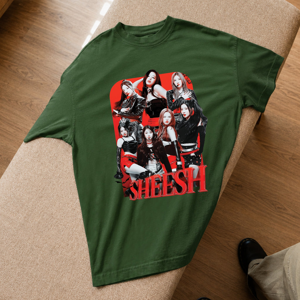 BABYMONSTER Sheesh Inspired T-Shirt - Spread view, Y2K kpop concert tee