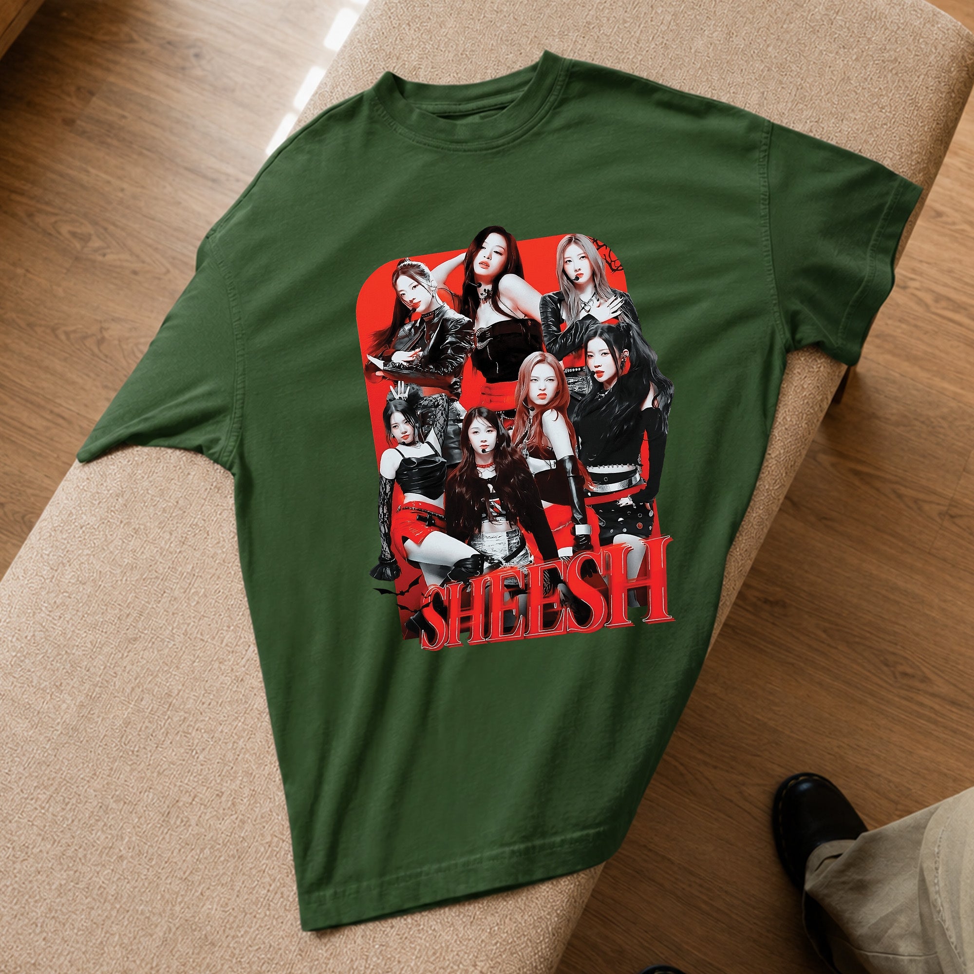 BABYMONSTER Sheesh Inspired T-Shirt - Spread view, Y2K kpop concert tee