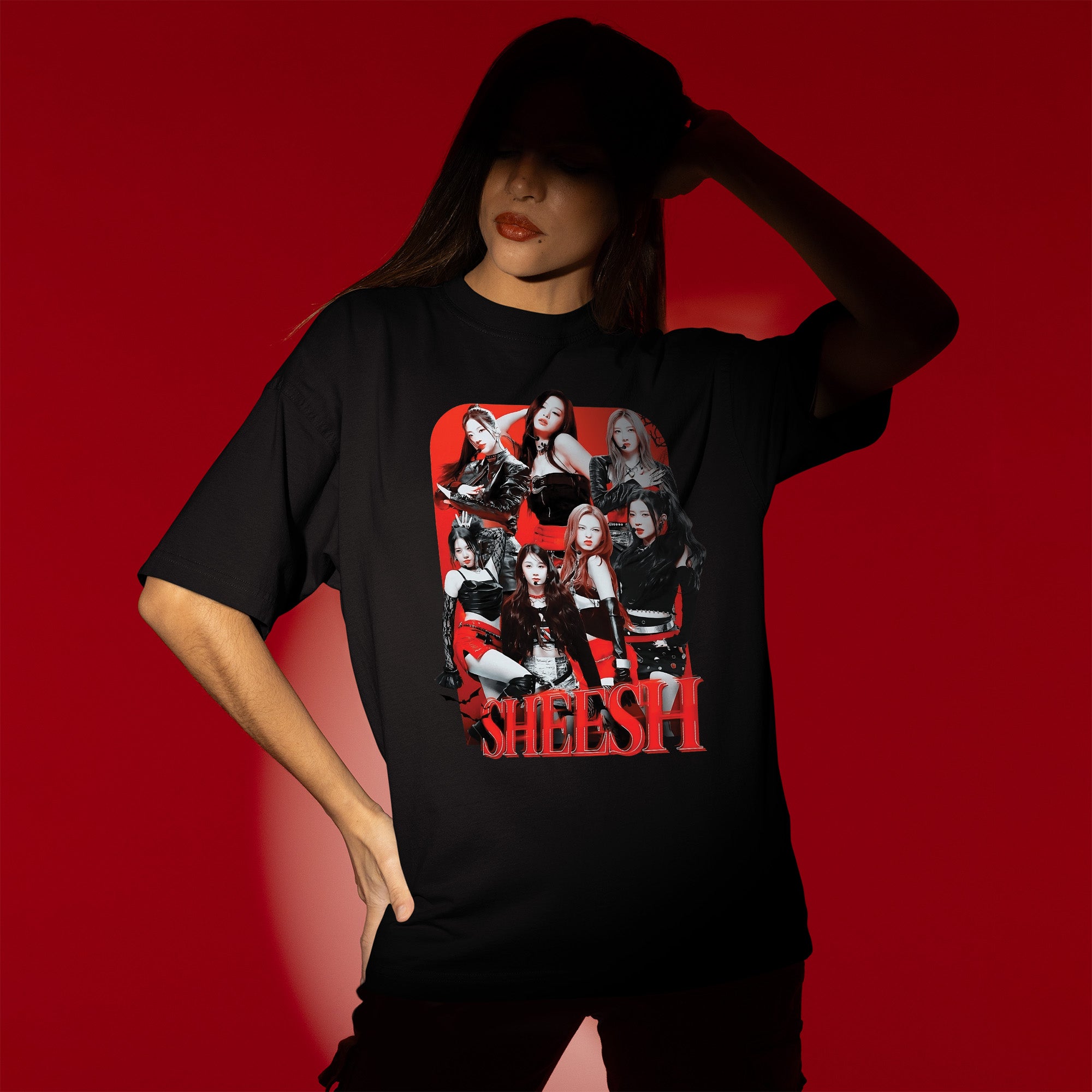 BABYMONSTER Sheesh Inspired T-Shirt - Women view, Y2K kpop concert tee