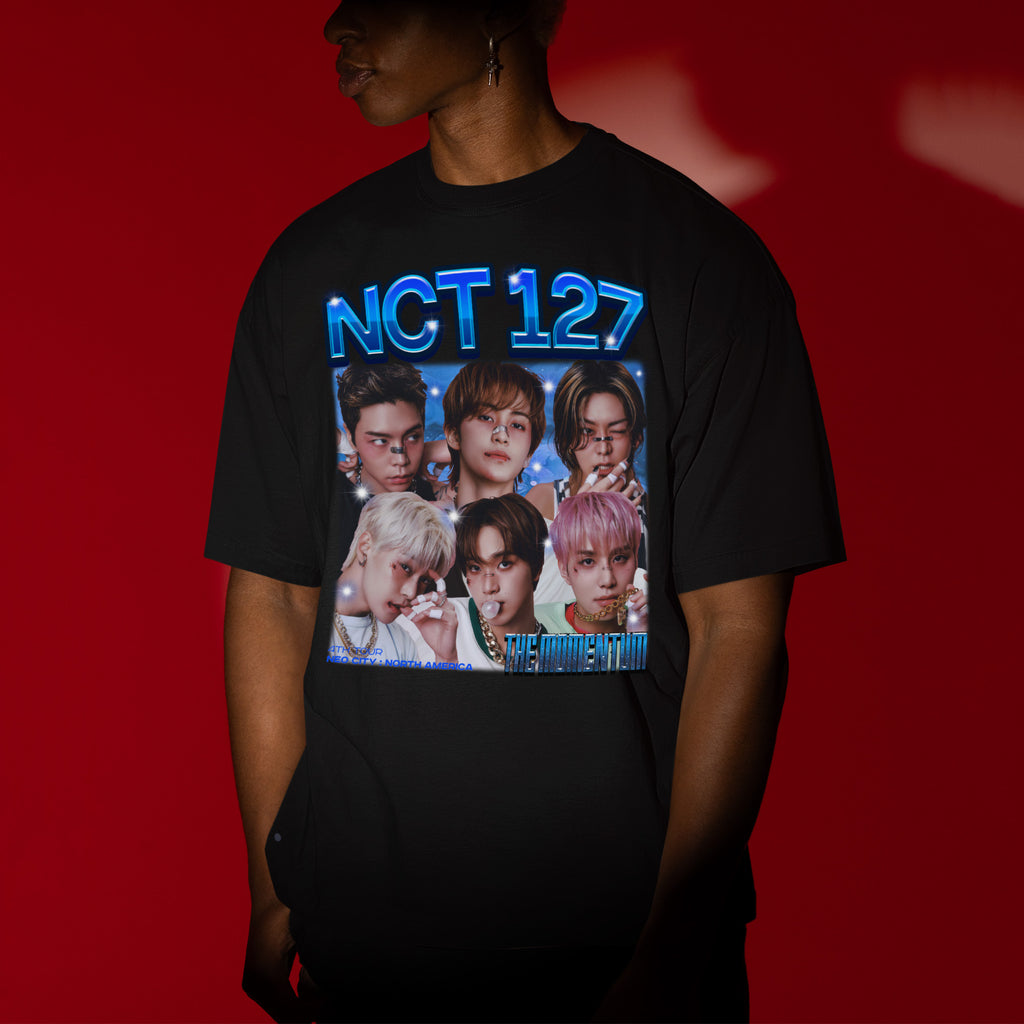 NCT 127 Momentum T-Shirt - Men view, Y2K kpop concert tee
