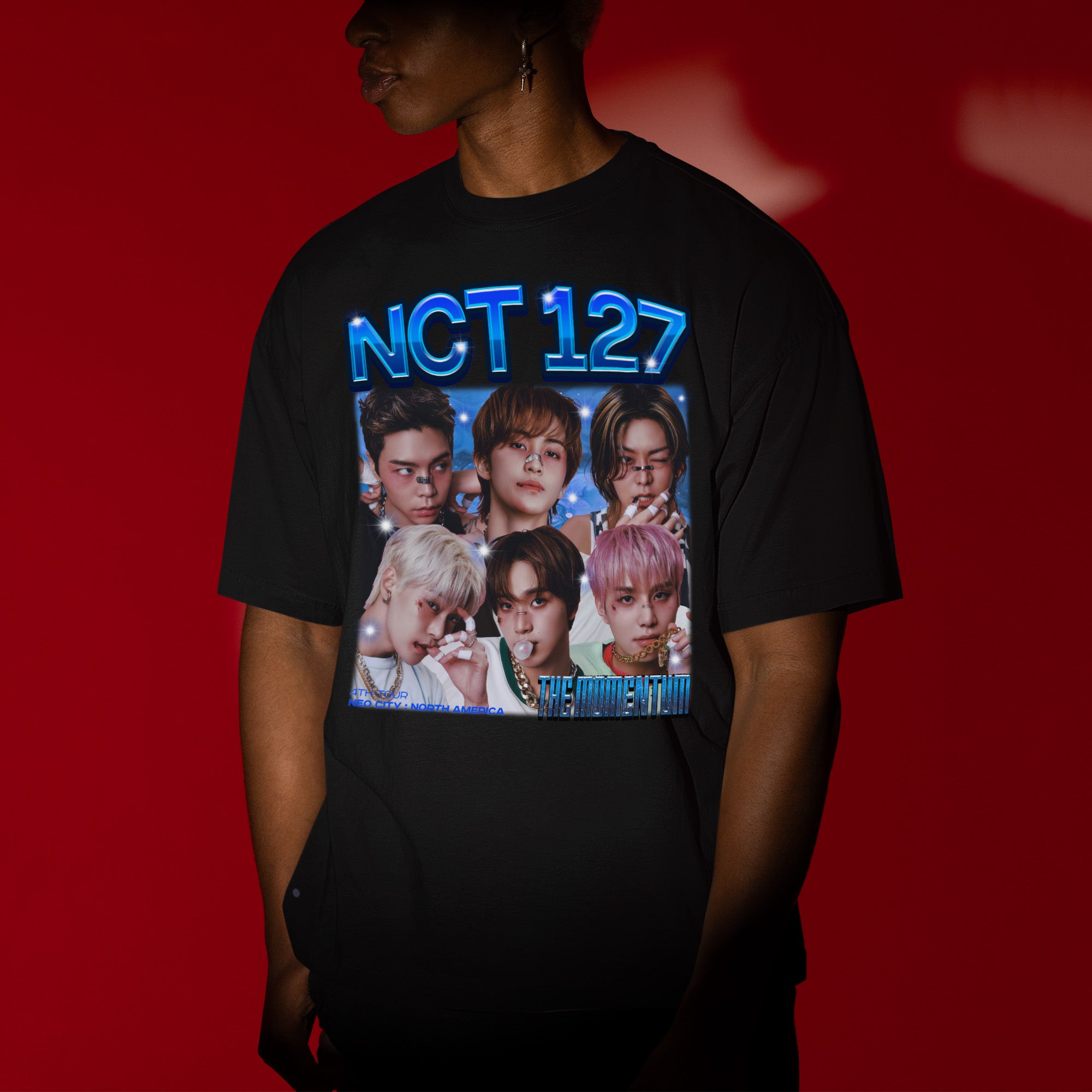 NCT 127 Momentum T-Shirt - Men view, Y2K kpop concert tee