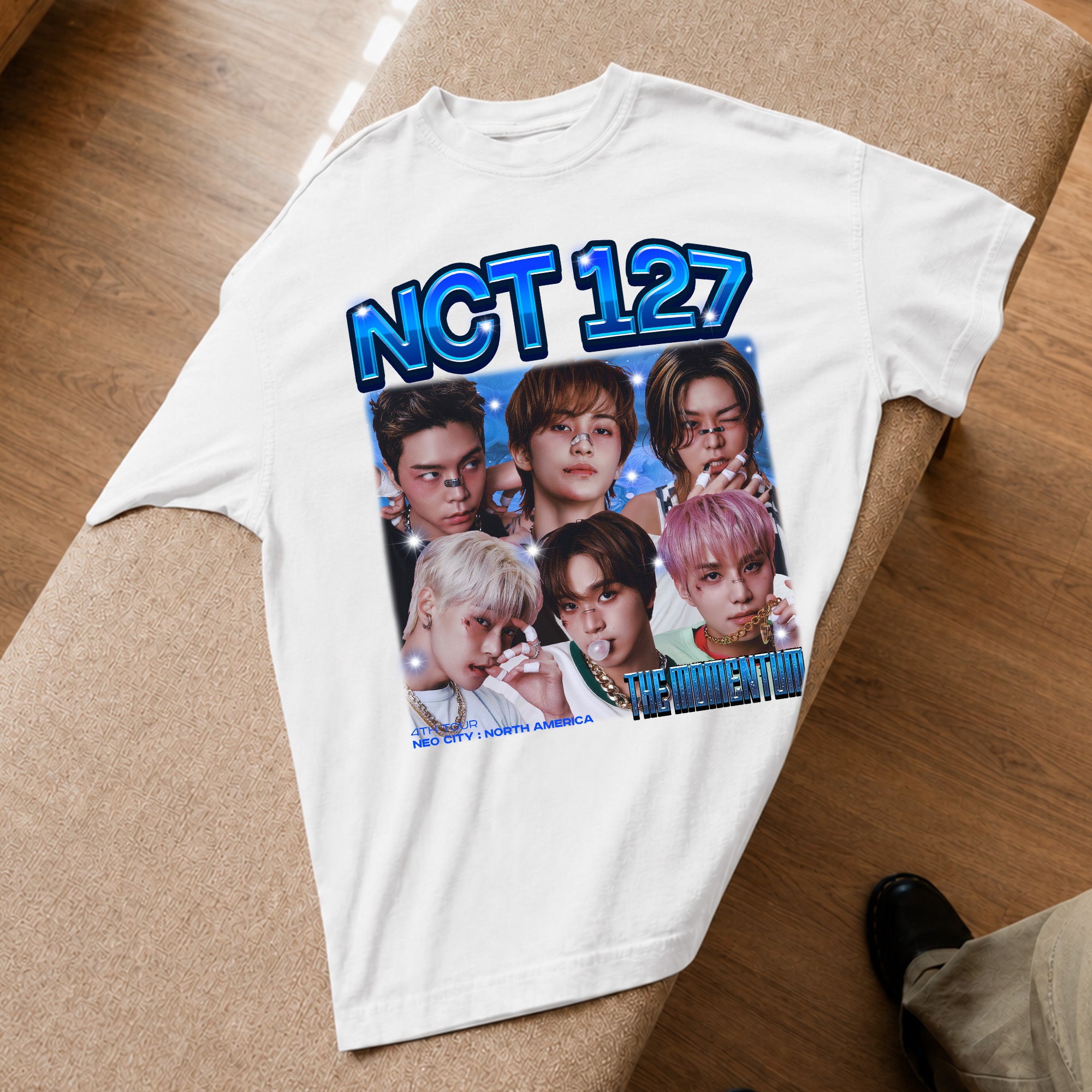 NCT 127 Momentum T-Shirt - Spread view, Y2K kpop concert tee