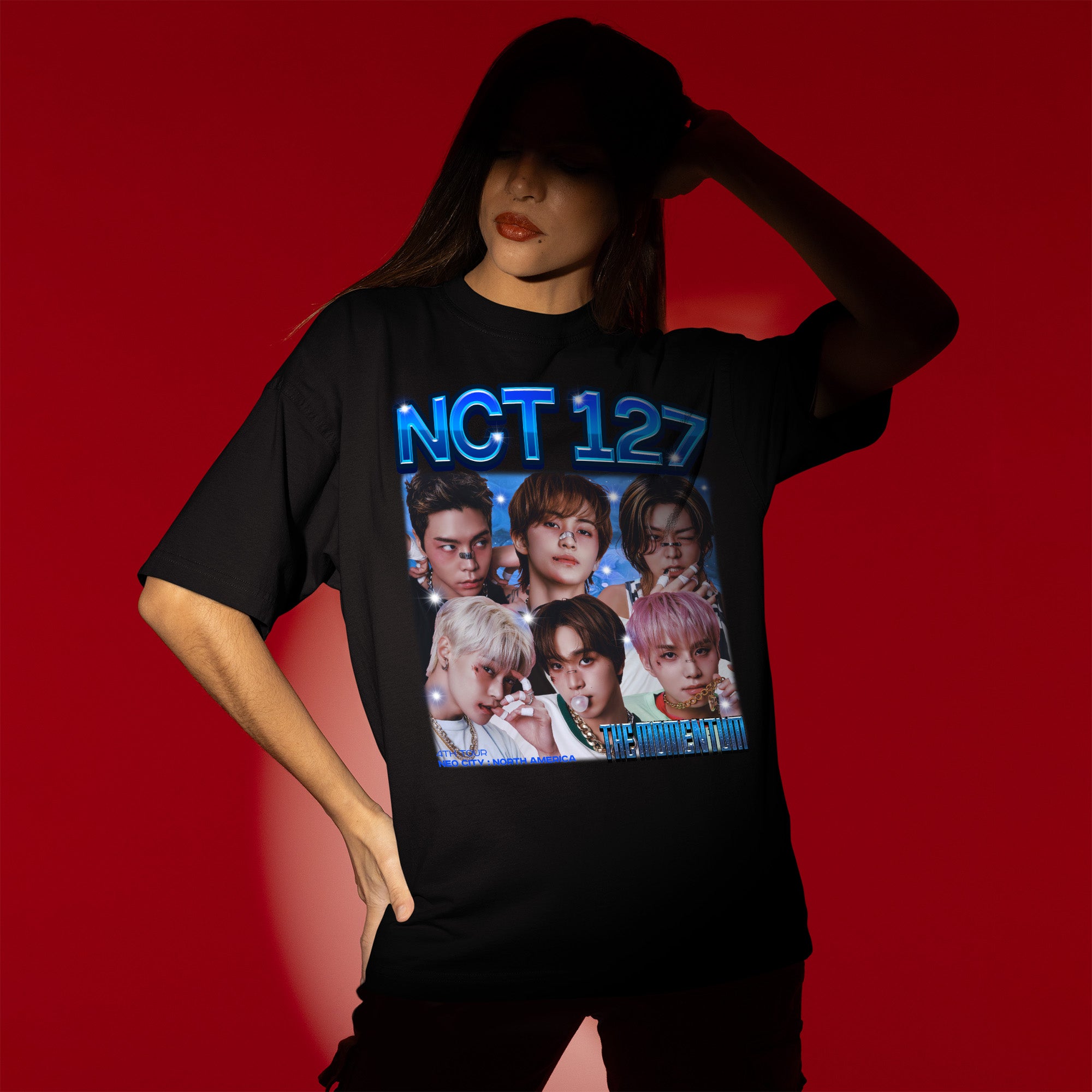 NCT 127 Momentum T-Shirt - Women view, Y2K kpop concert tee