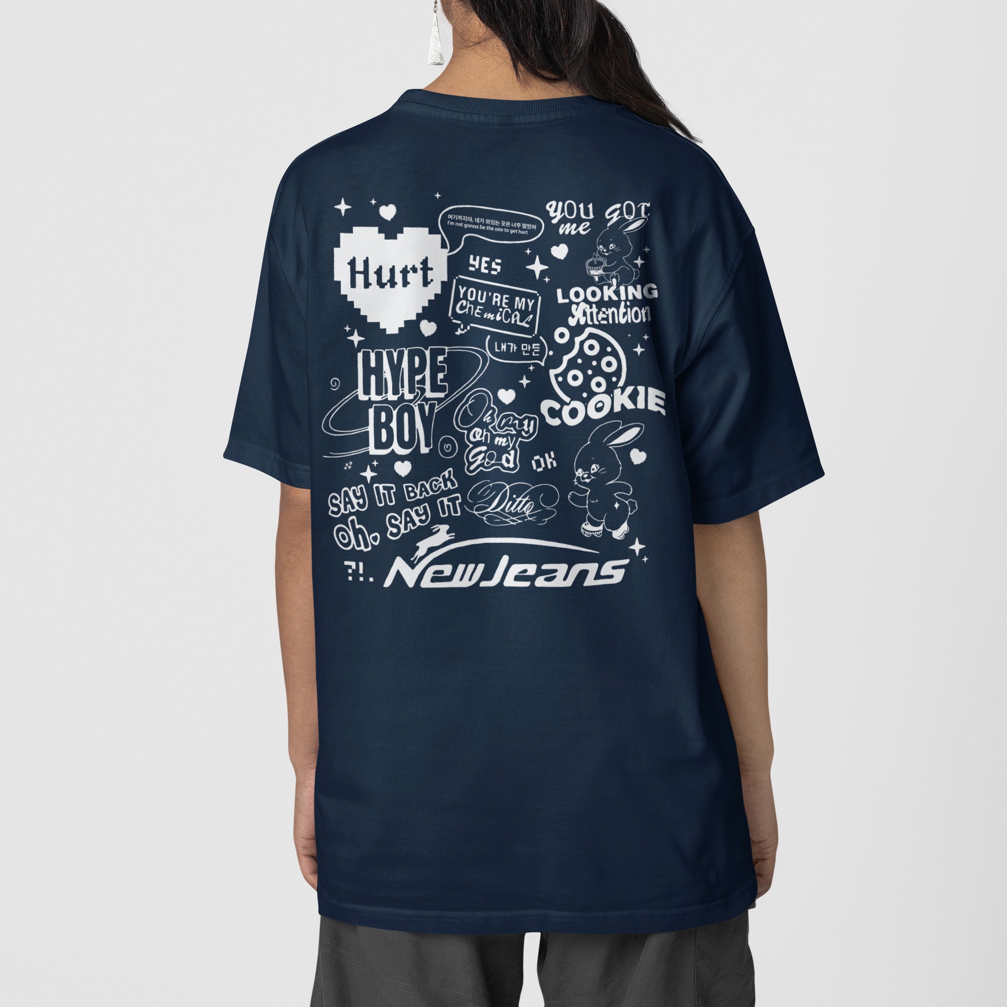 NewJeans Retro Tracklist T-Shirt - Back view, Y2K kpop concert tee