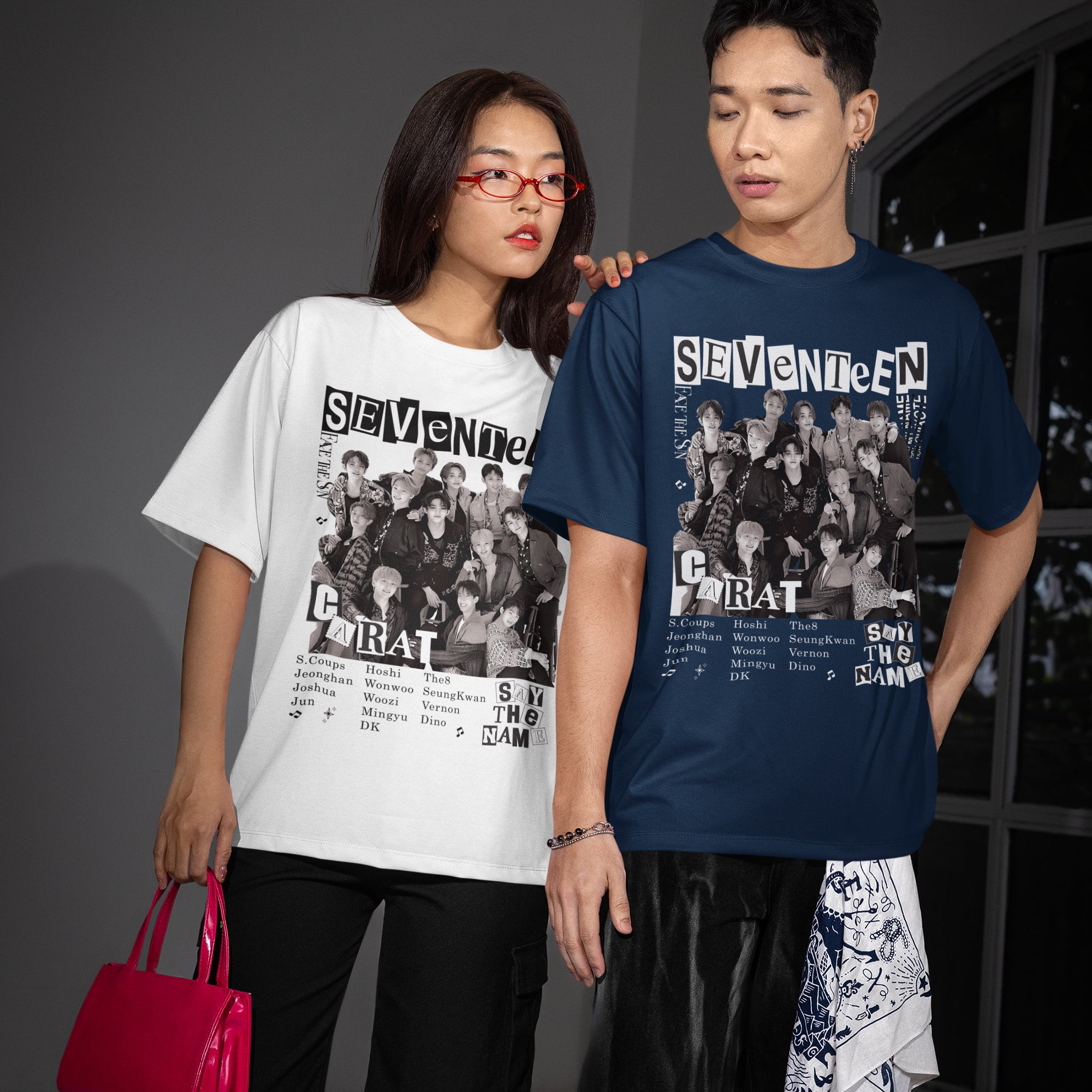 SEVENTEEN Retro T-Shirt - Couple view, Y2K kpop concert tee