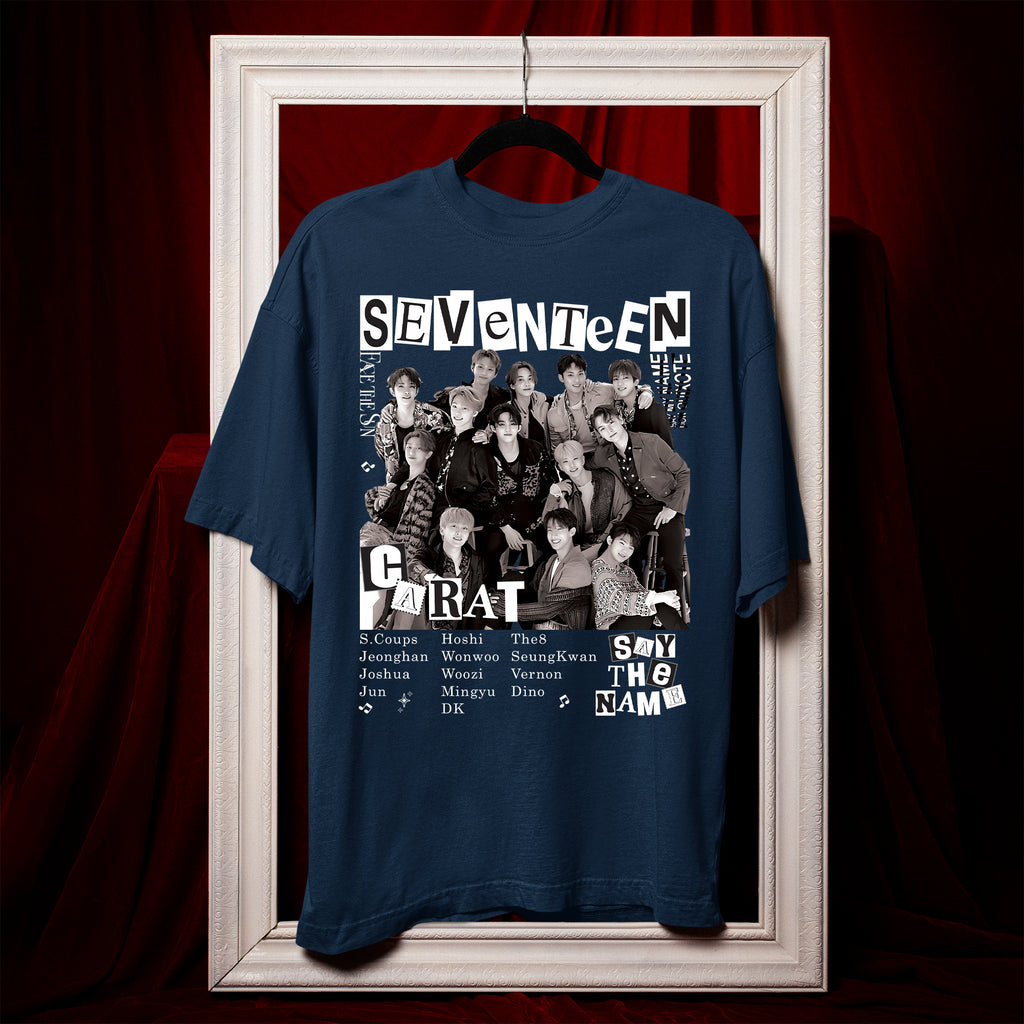 SEVENTEEN Retro T-Shirt - Hang view, Y2K kpop concert tee