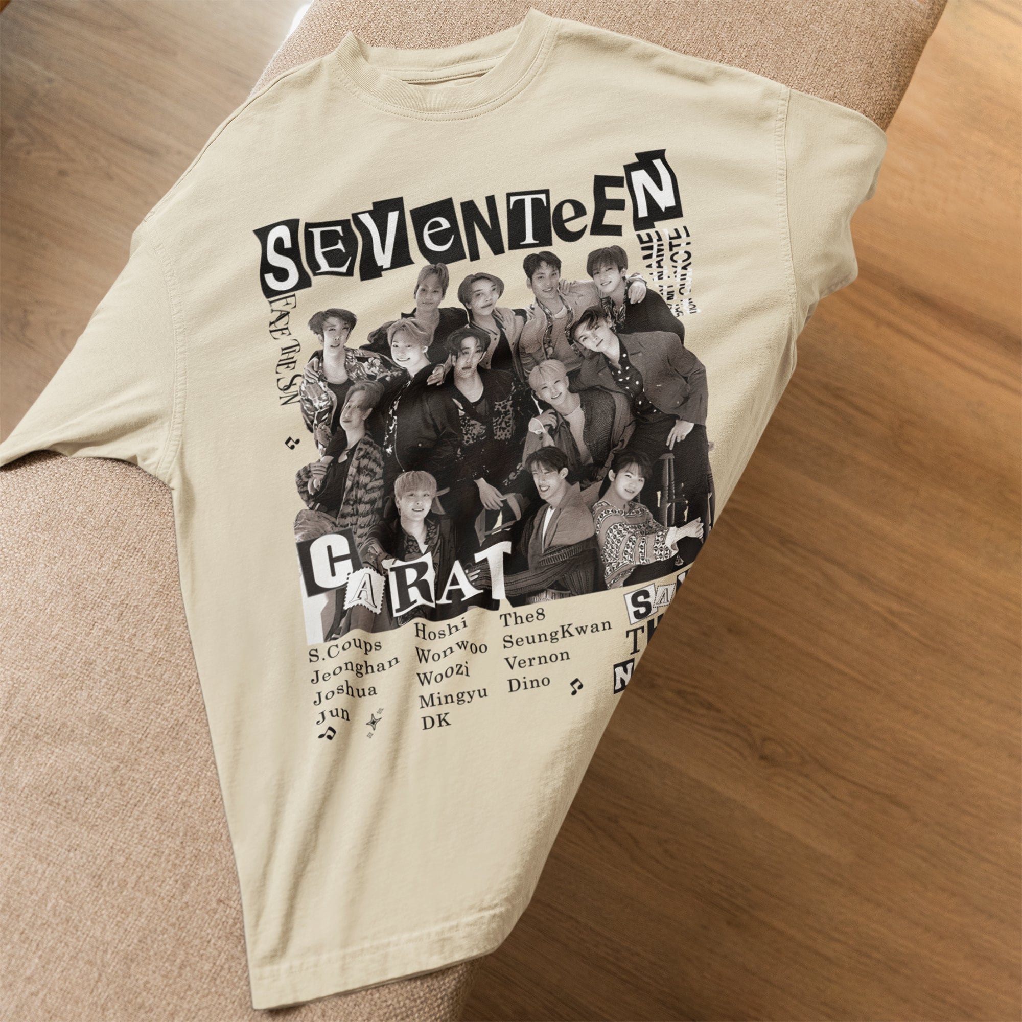SEVENTEEN Retro T-Shirt - Spread view, Y2K kpop concert tee