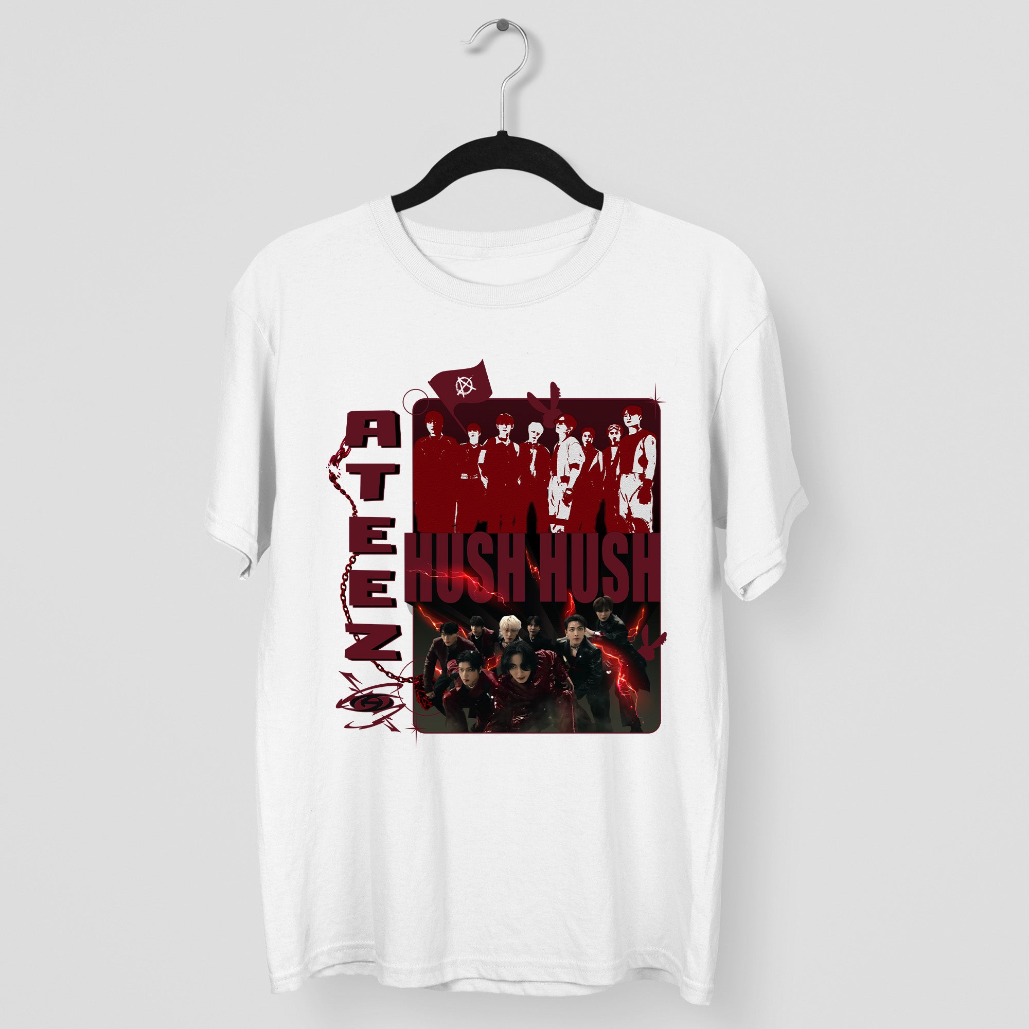 ATEEZ Hush Hush T-Shirt - Main view, Y2K kpop concert tee