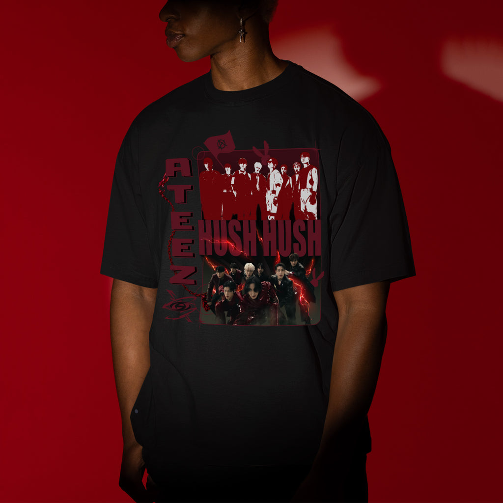 ATEEZ Hush Hush T-Shirt - Men view, Y2K kpop concert tee