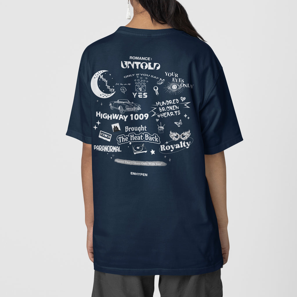 ENHYPEN Romance Untold T-Shirt - Back view, Y2K kpop concert tee