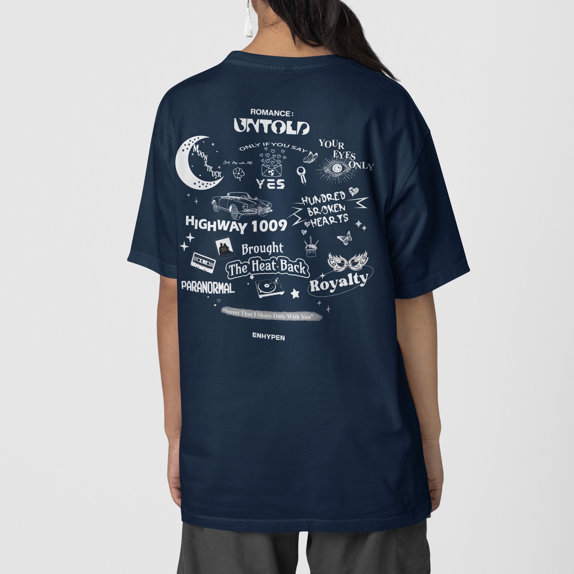 ENHYPEN Romance Untold T-Shirt - Back view, Y2K kpop concert tee