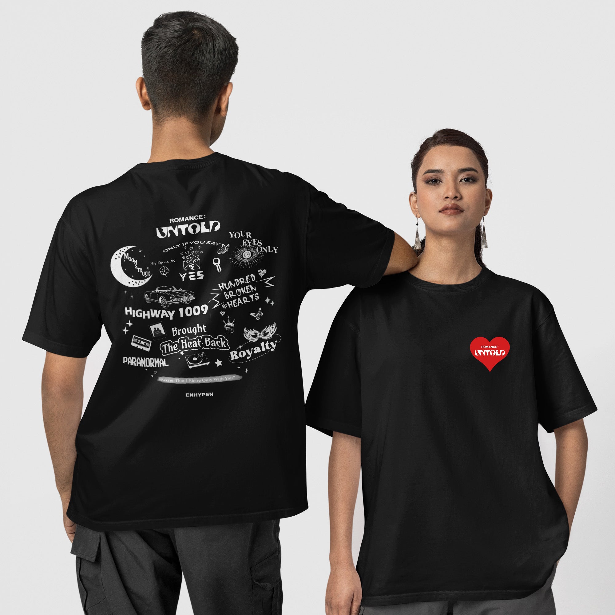 ENHYPEN Romance Untold T-Shirt - Couple 1 view, Y2K kpop concert tee