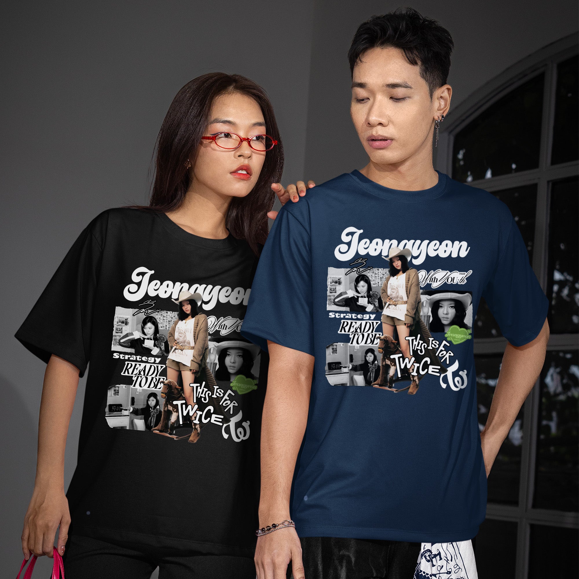 TWICE Graphic Jeongyeon T-Shirt - Couple view, Y2K kpop concert tee