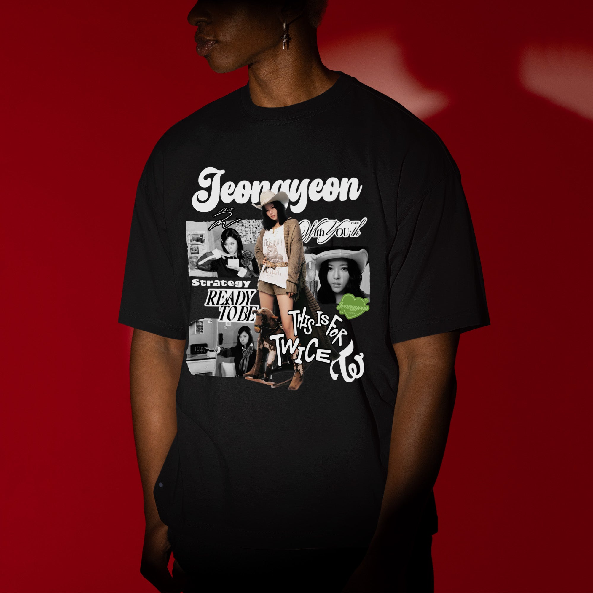 TWICE Graphic Jeongyeon T-Shirt - Men view, Y2K kpop concert tee