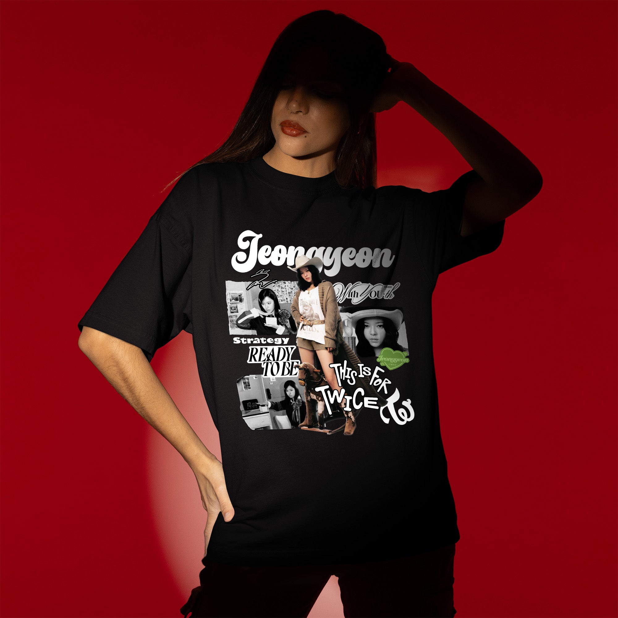 TWICE Graphic Jeongyeon T-Shirt - Women view, Y2K kpop concert tee