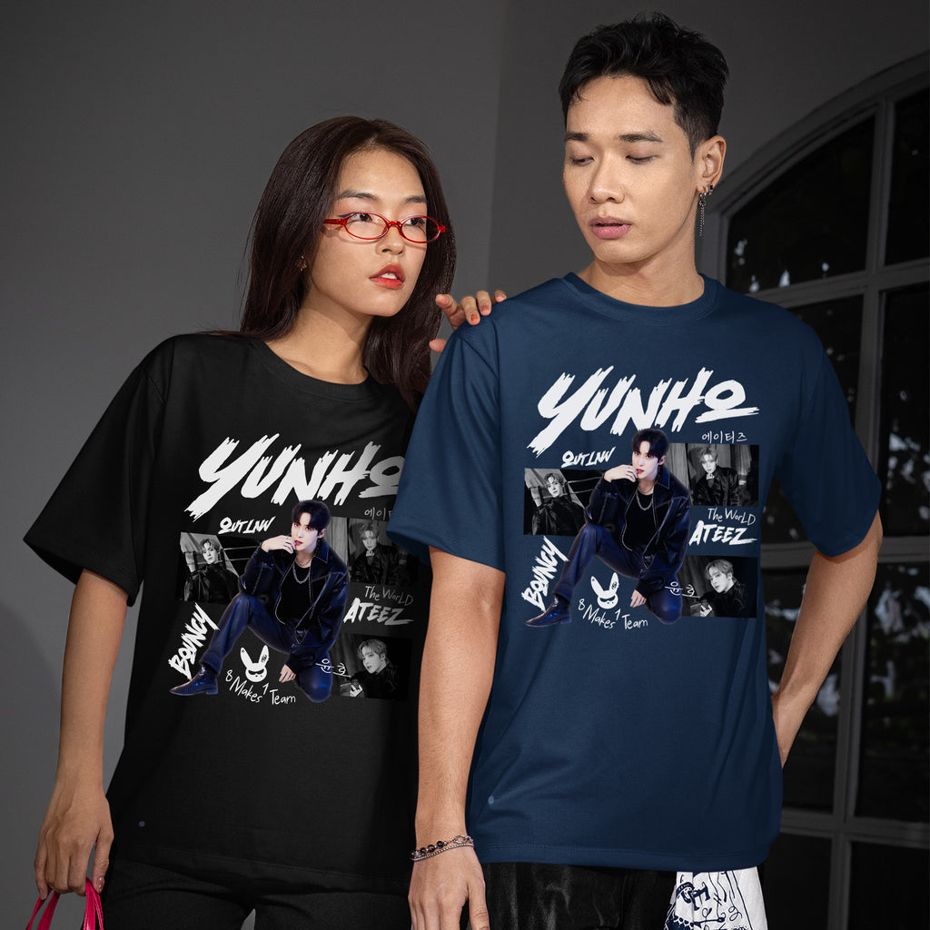 ATEEZ Graphic Yunho Member T-Shirt - Couple view, Y2K kpop concert tee