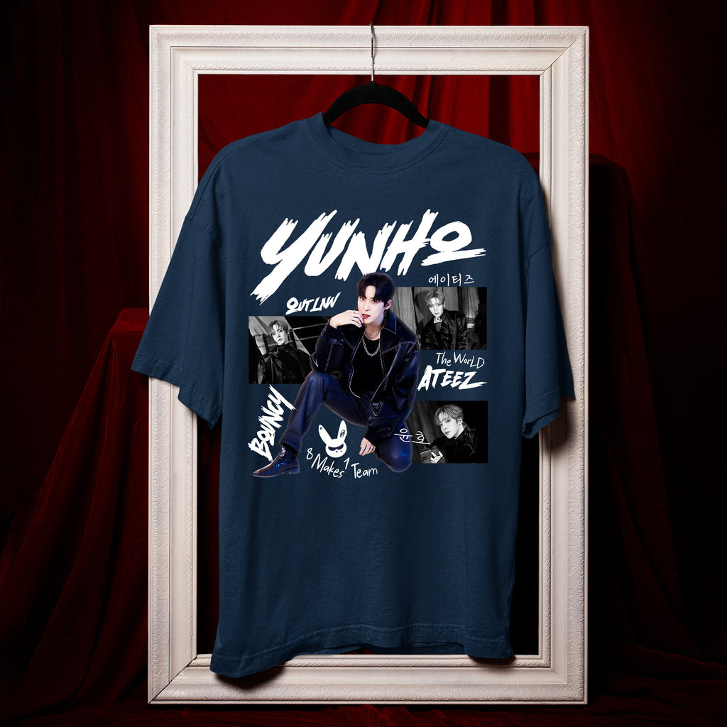 ATEEZ Graphic Yunho Member T-Shirt - Hang view, Y2K kpop concert tee