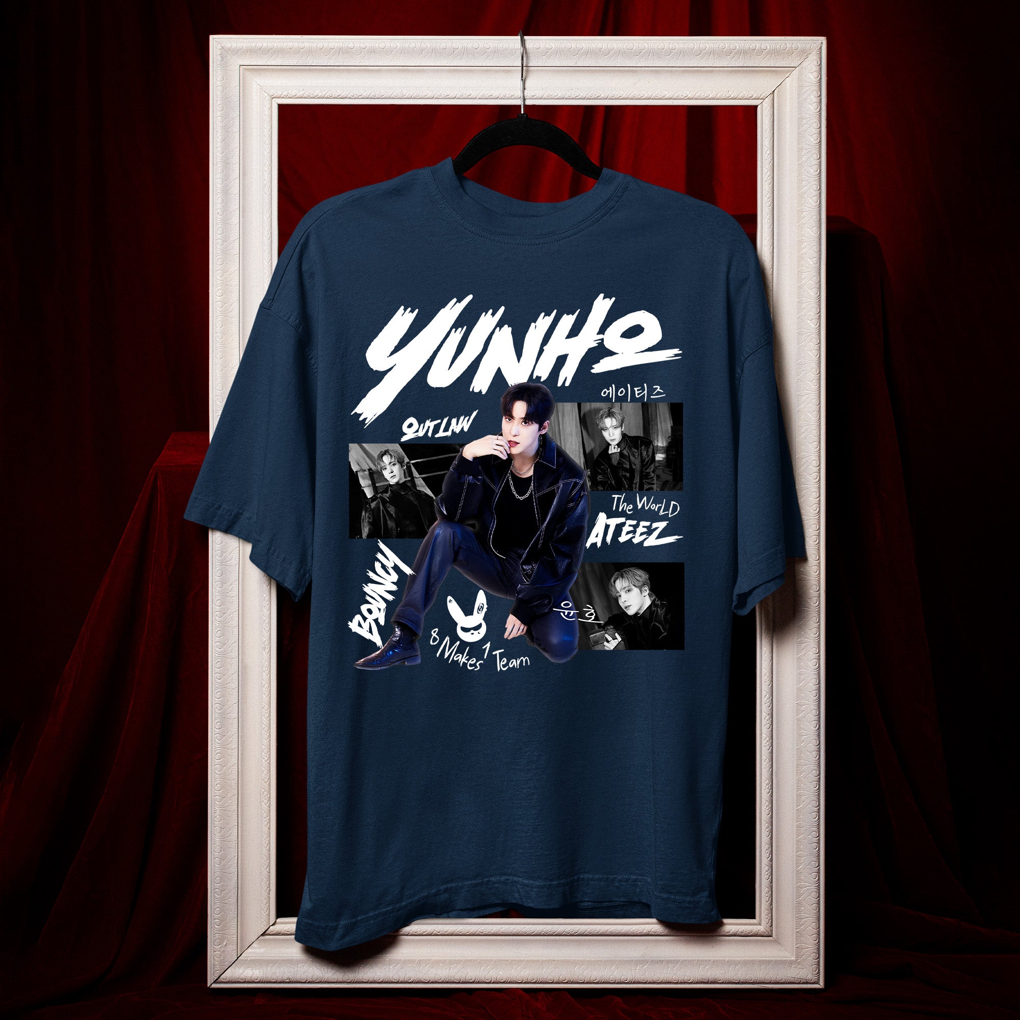 ATEEZ Graphic Yunho Member T-Shirt - Hang view, Y2K kpop concert tee
