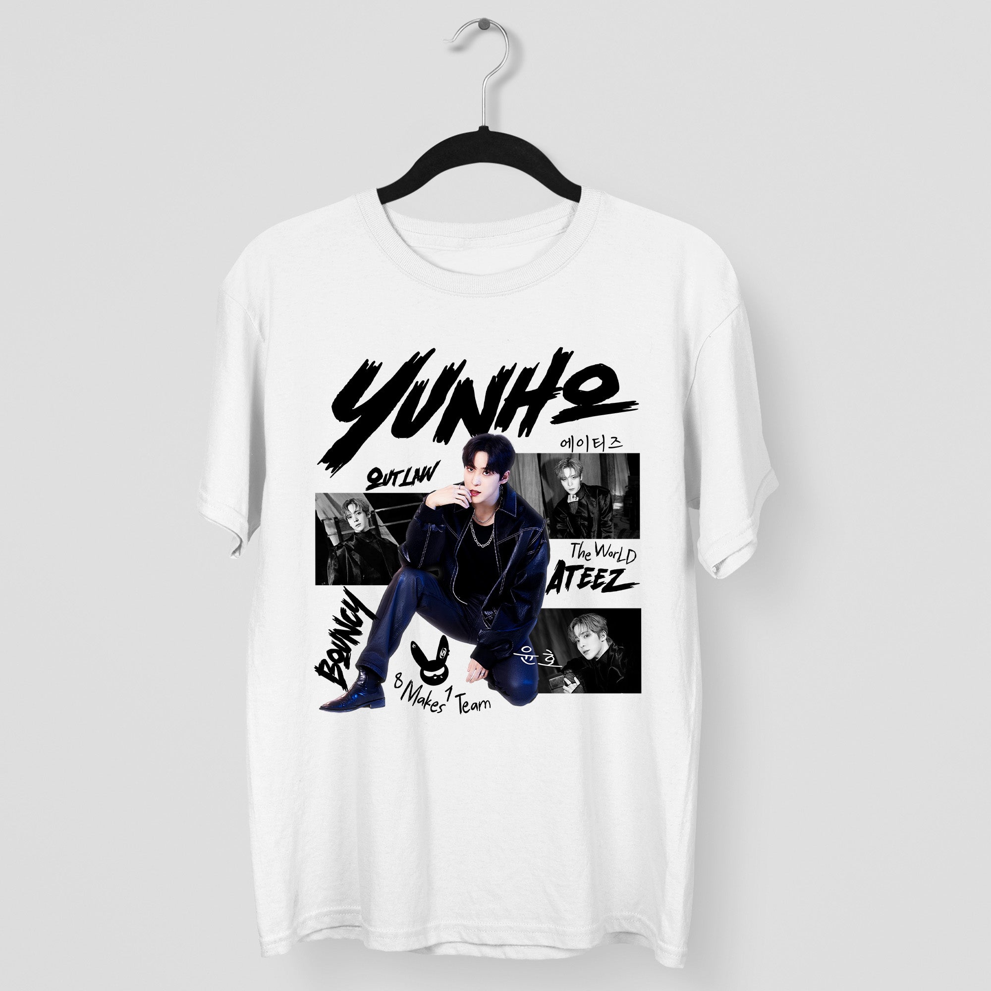 ATEEZ Graphic Yunho Member T-Shirt - Main view, Y2K kpop concert tee