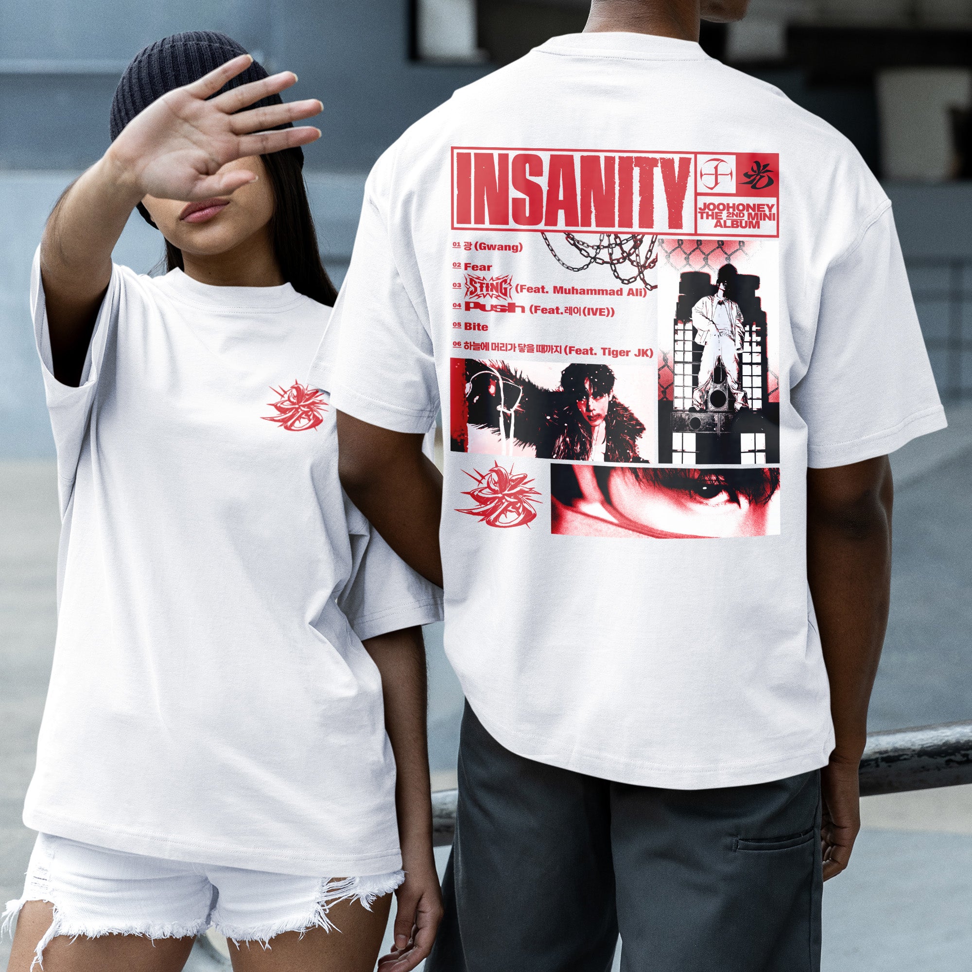 Joohoney Insanity Album Track List T-Shirt - Couple 2 view, Y2K kpop concert tee