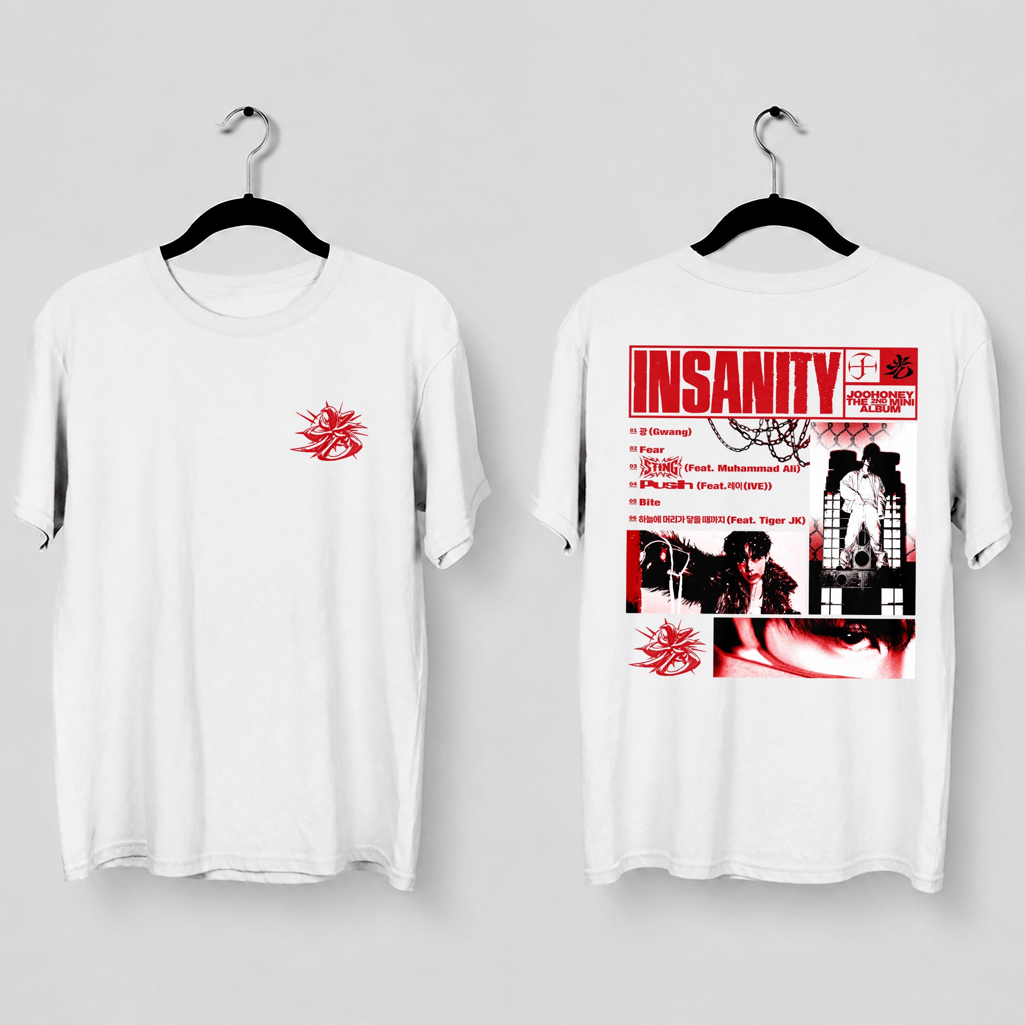 Joohoney Insanity Album Track List T-Shirt - Main view, Y2K kpop concert tee