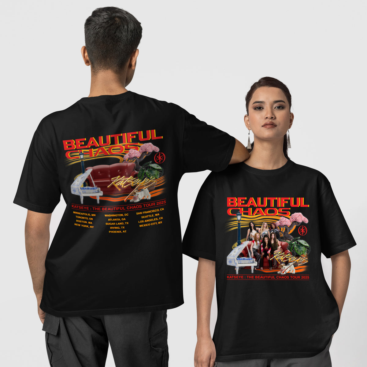 KATSEYE Tour 2025 in America T-Shirt - Couple 1 view, Y2K kpop concert tee