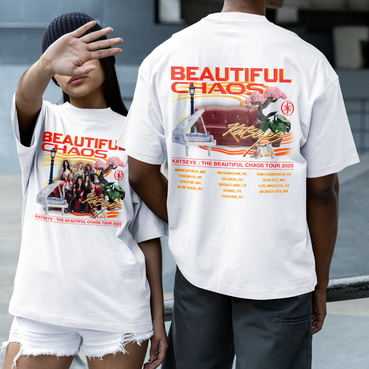 KATSEYE Tour 2025 in America T-Shirt - Couple 2 view, Y2K kpop concert tee