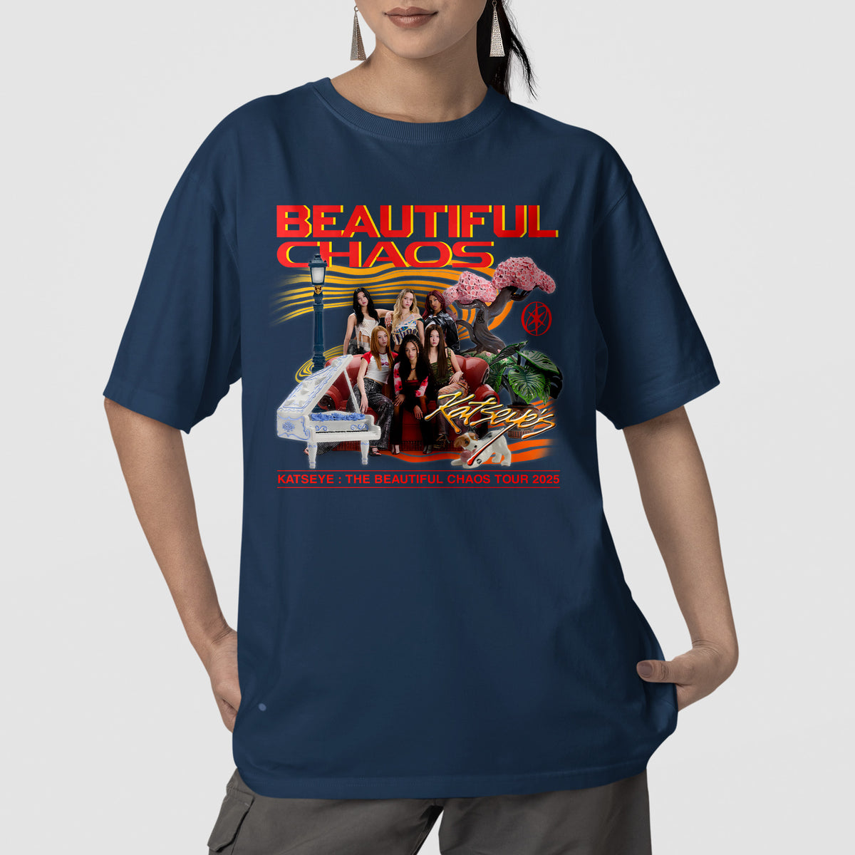 KATSEYE Tour 2025 in America T-Shirt - Front view, Y2K kpop concert tee
