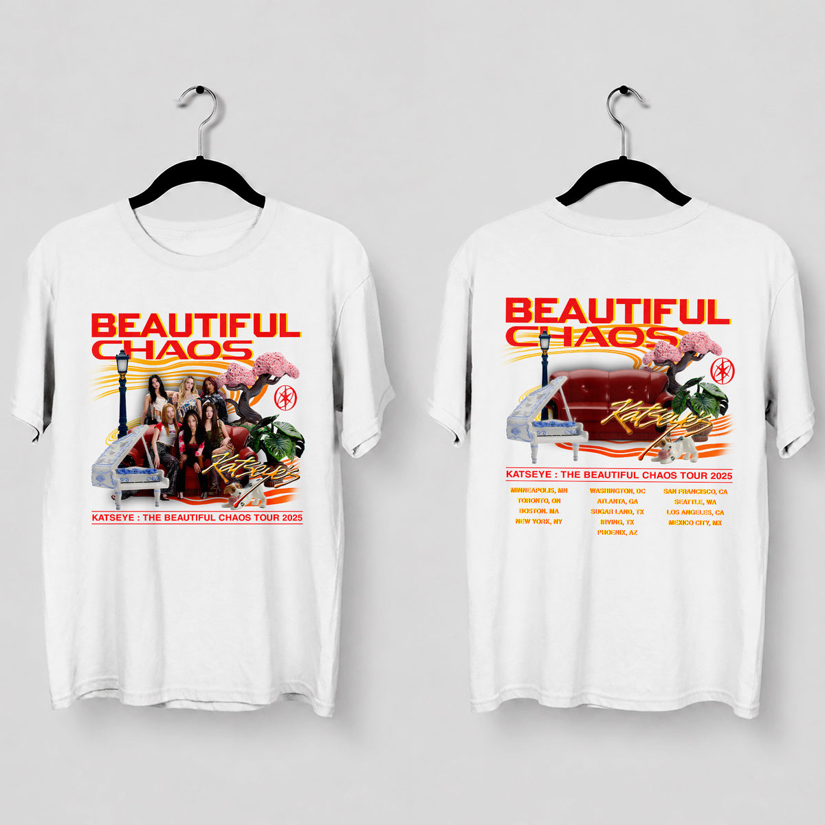 KATSEYE Tour 2025 in America T-Shirt - Main view, Y2K kpop concert tee